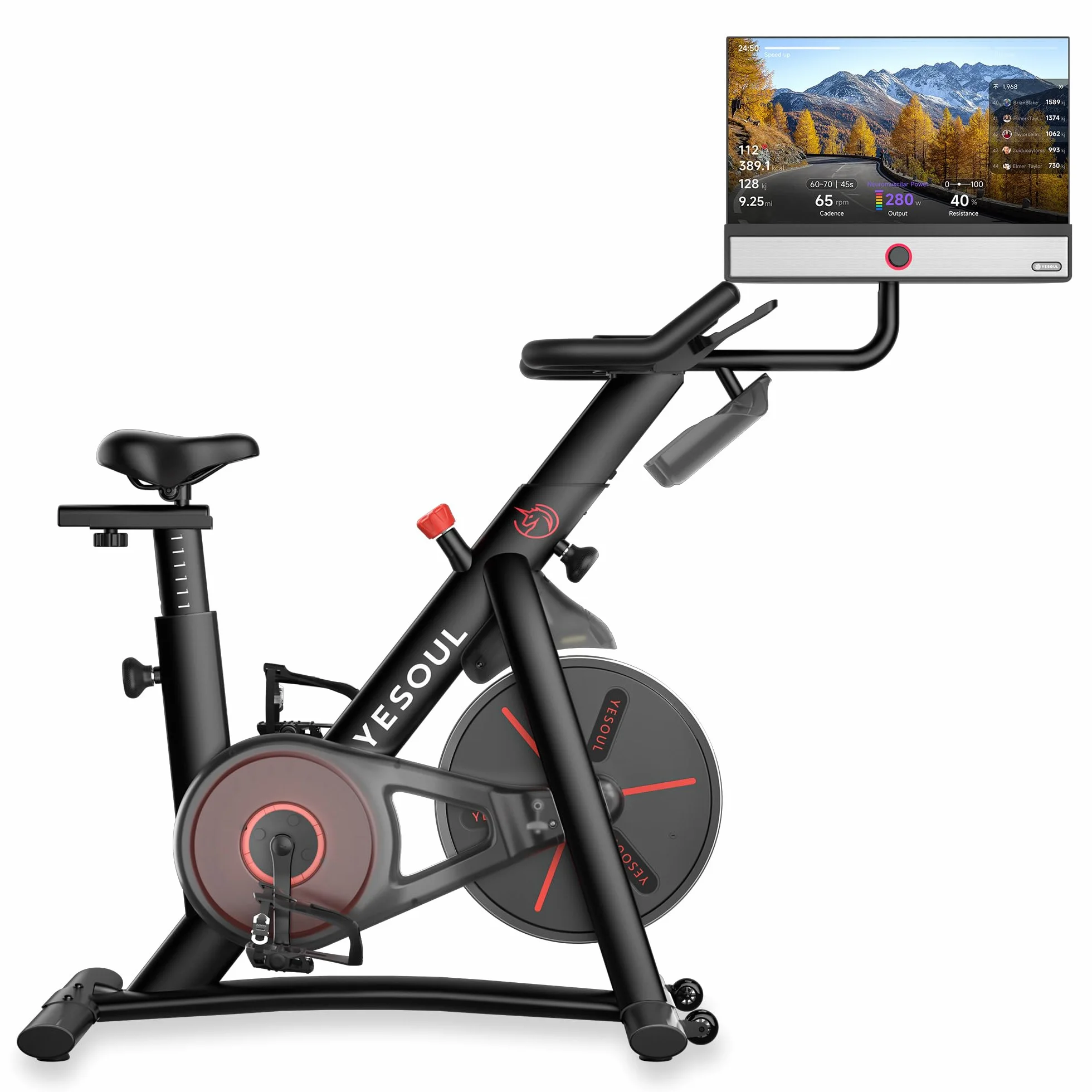 YESOUL G1M Plus trenażer domowy, cichy rower treningowy do treningu kardio z nowym ekranem FHD 21,5", oporem magnetycznym, dźwiękiem 360° i odbiciem ekranu
