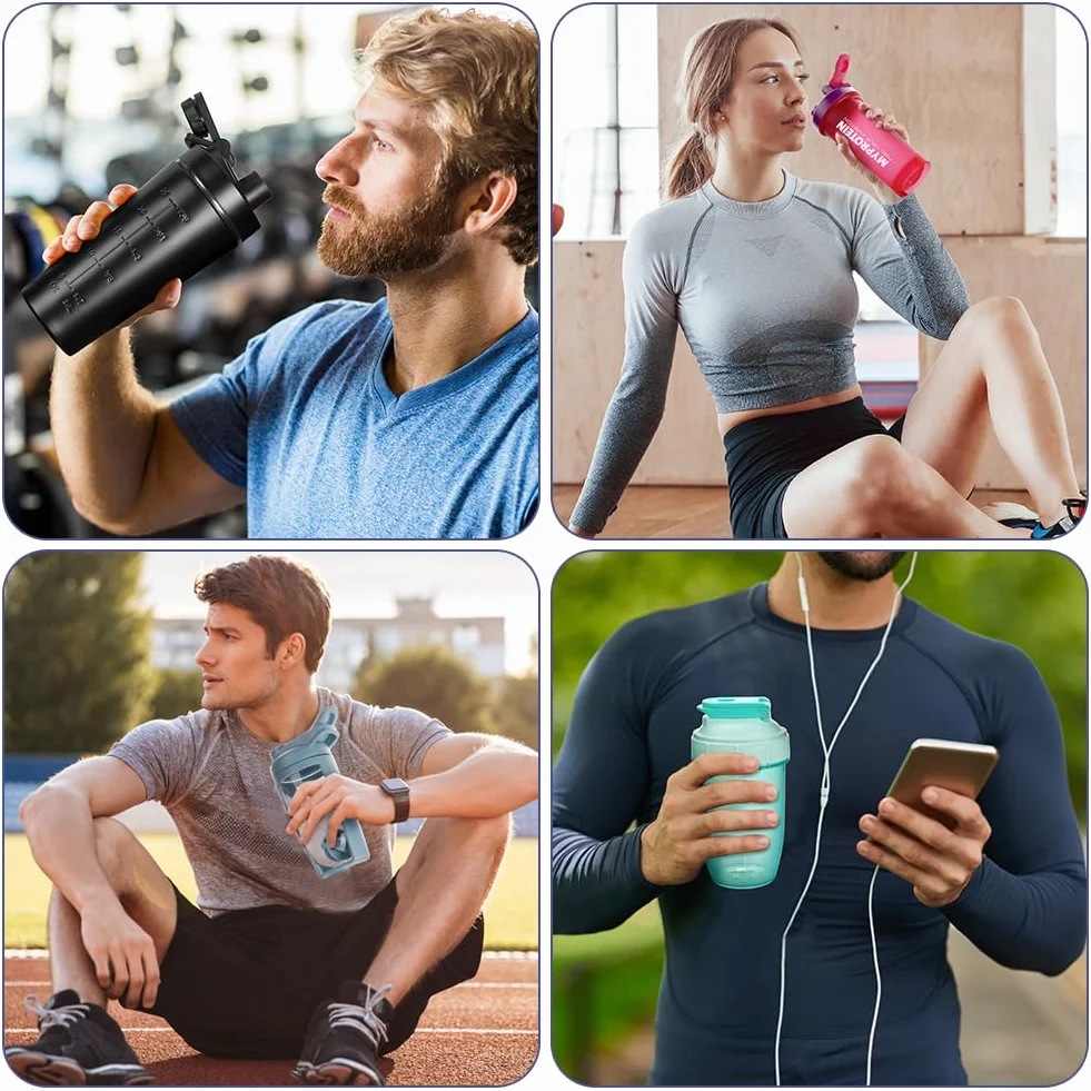 Shaker proteinowy 400 ml ze stali nierdzewnej, 2 sztuki, wolny od BPA, szczelny