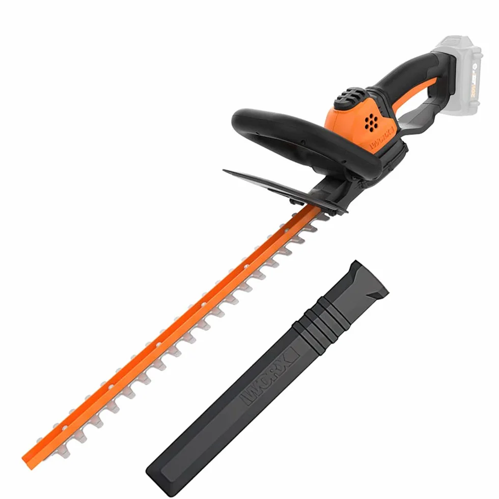 WORX WG261E.9 Akumulatorowe Nożyce do Żywopłotu, Cięcia Krzaków, z Ostrzem o Długości 44 cm, Rozstaw Zębów 16 mm, Lekkie i Kompaktowe, Kompatybilne z Powershare, bez Akumulatora i Ładowarki
