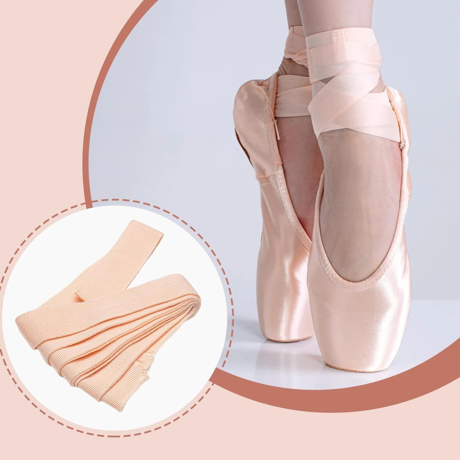 Elastyczne buty Pointe – akcesoria baletowe ze stretchem ze wstążką Pointe Shoes | Artykuły do tańca baletowego do klasy, występów, treningu, rzemiosła lub profesjonalnego użytku tanecznego
