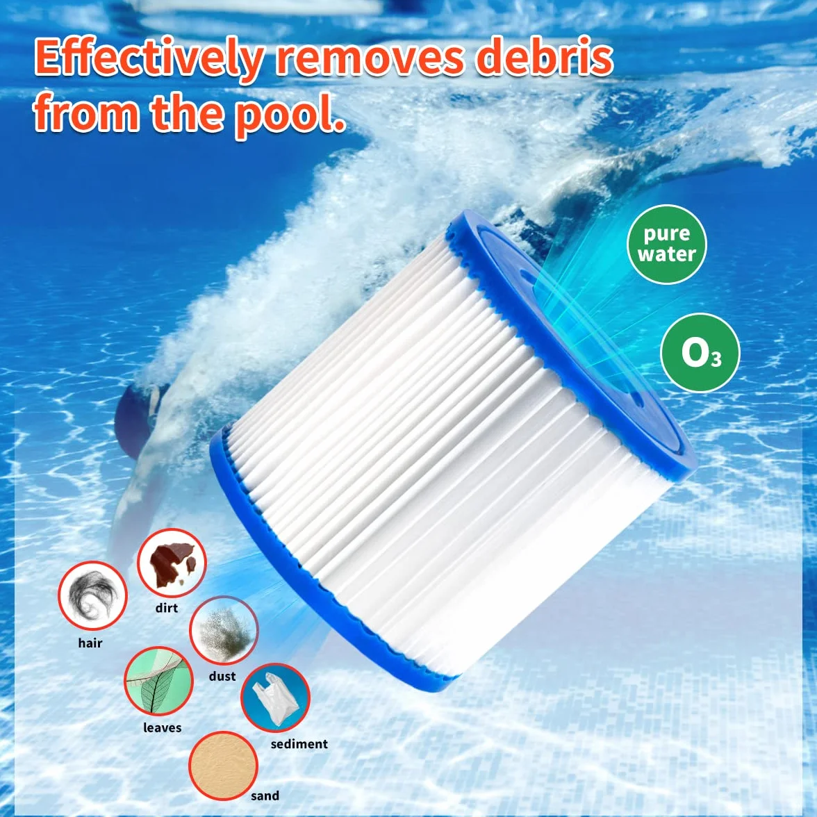 WuYan 2 szt. filtr do letnich ucieczek POOLPURE filtr typu D, letnie fale P57100102, do SFS-350 RP-350 RP-400 RP-600 RX-600