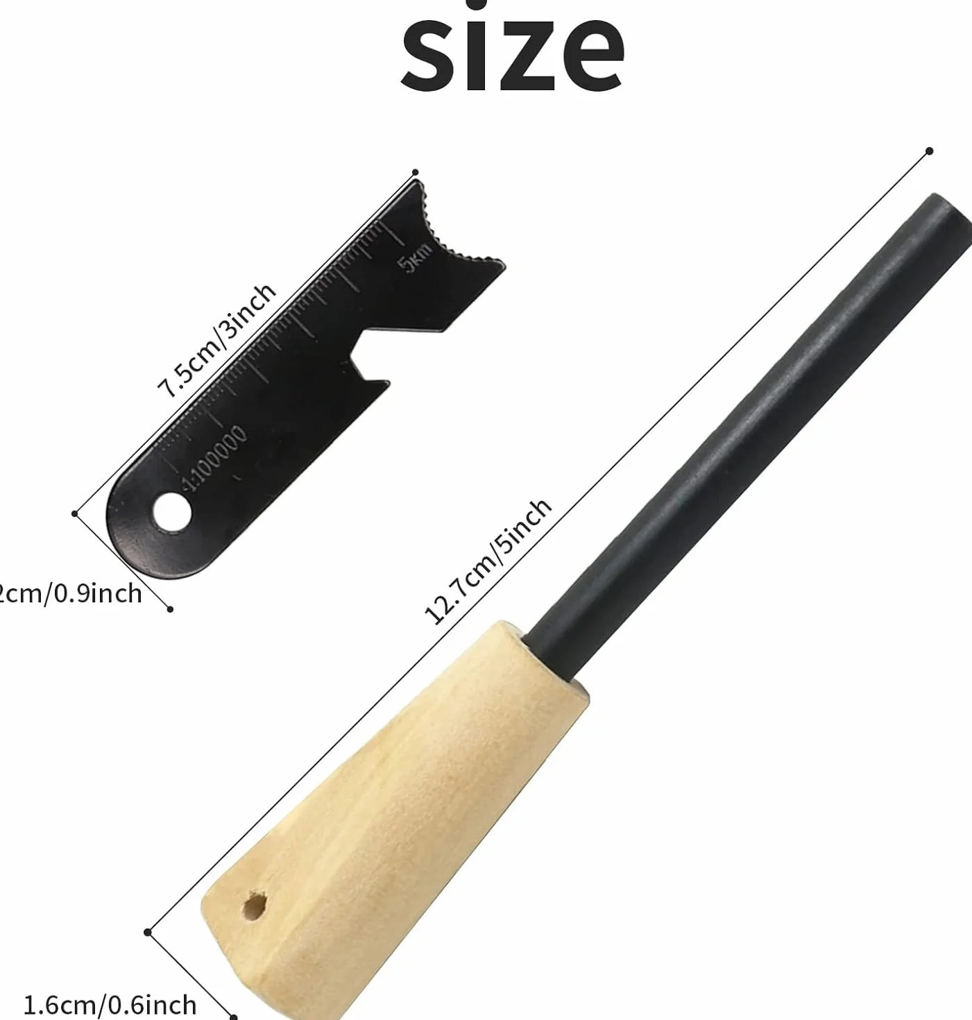 Krzesiwo ze stali krzemowej, krzemień ponad 2000 zastosowań, pręt magnezowy i uchwyt z drewna sosnowego, 70 mm, na kemping, survival i bushcraft