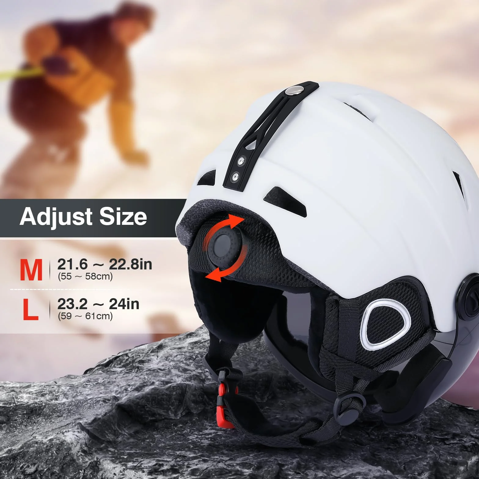 TOMSHOO Kask narciarski ze zdejmowanymi goglami, wewnętrzną wyściółką i nausznikami, certyfikowany, bezpieczny i lekki kask snowboardowy