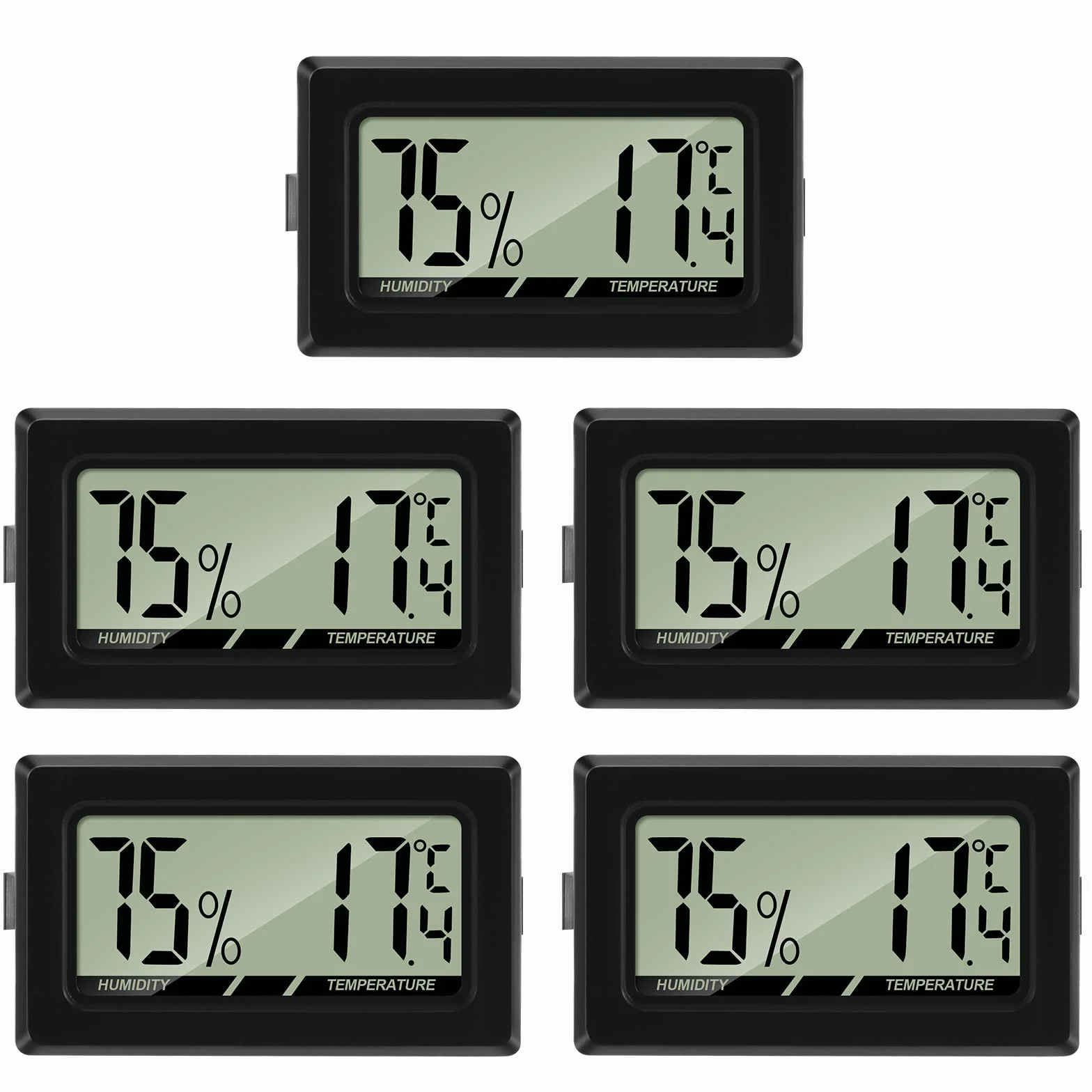 Thlevel Cyfrowy termometr LCD, higrometr, miernik temperatury, miernik wilgotności, termometr do szklarni, samochodów, domu, biura (5 szt.)