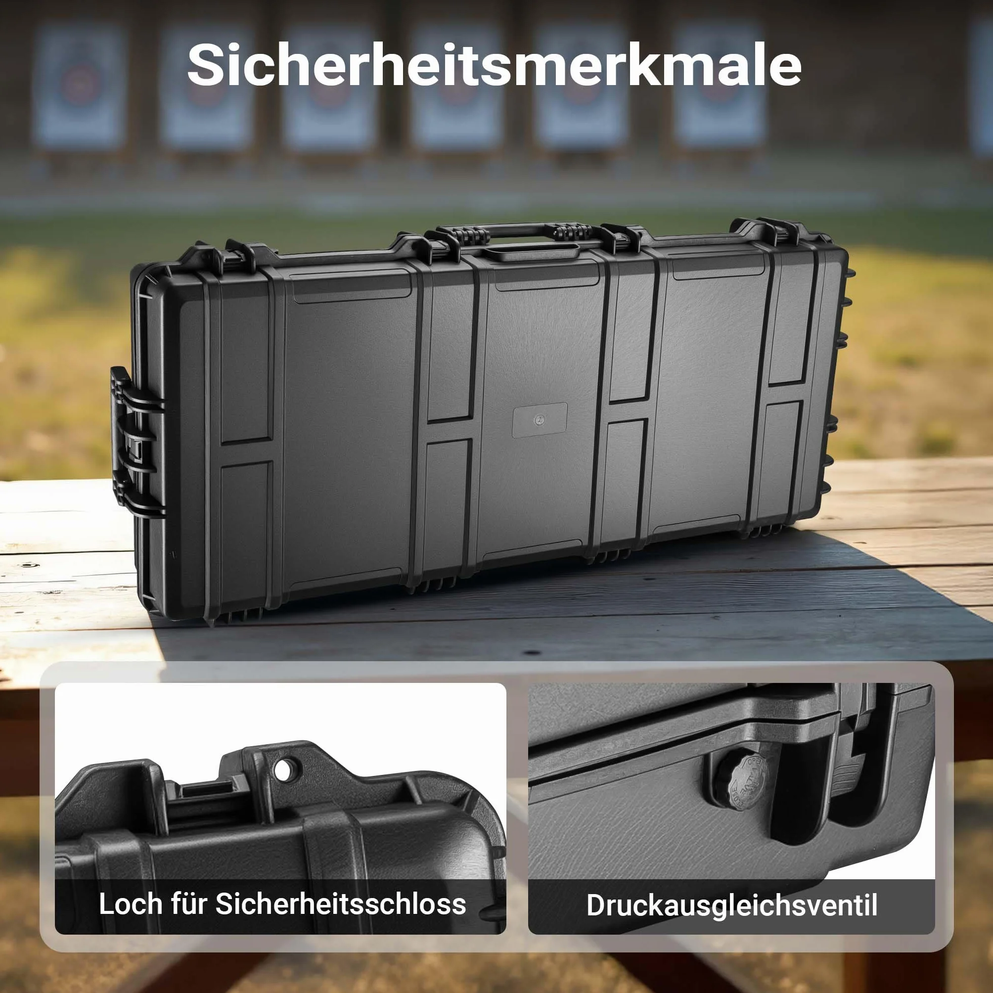 Wiltec Wodoodporna walizka na broń długą o wymiarach 119x53x21 cm, kufer transportowy wyłożony pianką, wzmocniona skrzynia ochronna, sportowy futerał na karabin i akcesoria strzeleckie