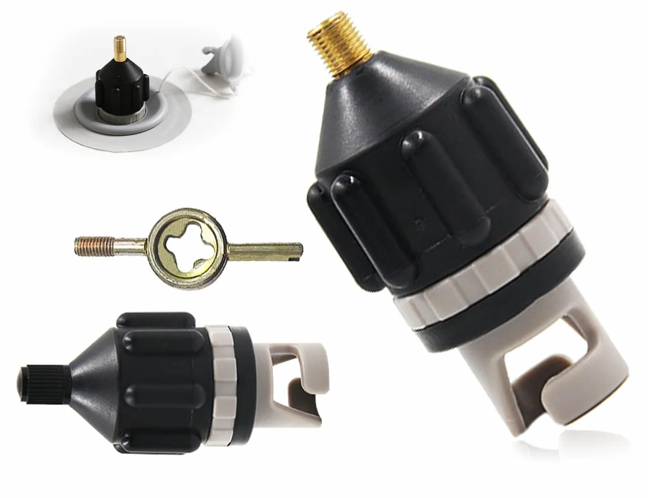 Adapter zaworu SUP do pompki powietrza, akcesoria do przenośnych nadmuchiwanych sprężarek, czarny
