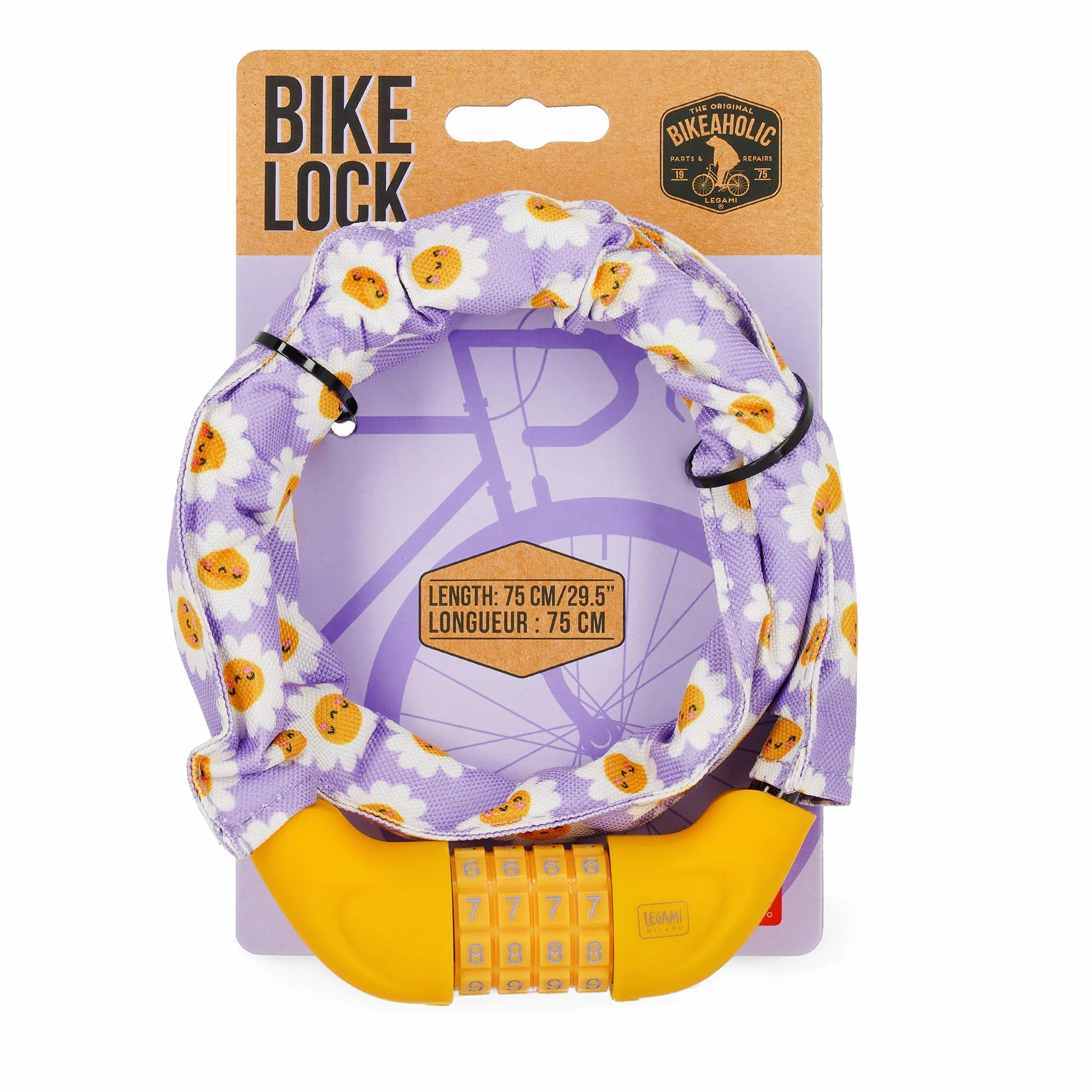 Legami Zamek szyfrowy Blokada rowerowa 75 cm wodoodporna średnica 1,4 cm konfigurowalna kombinacja Daisy