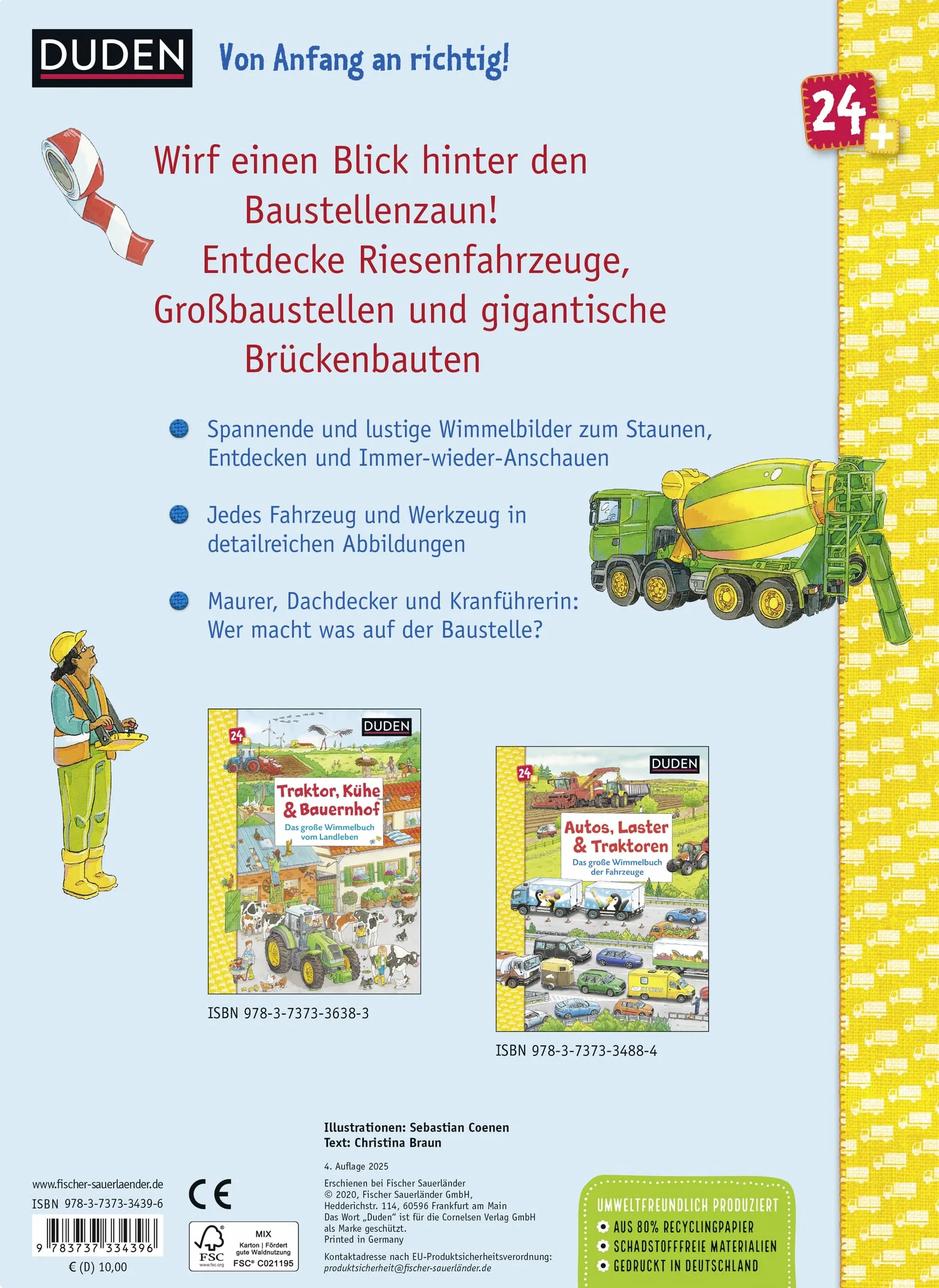 Duden 24+: Bagger, Kran und Tunnelbau. Das große Wimmelbuch von der Baustelle: Wimmeliges Bilderbuch für Kinder ab 2 Jahren: 1