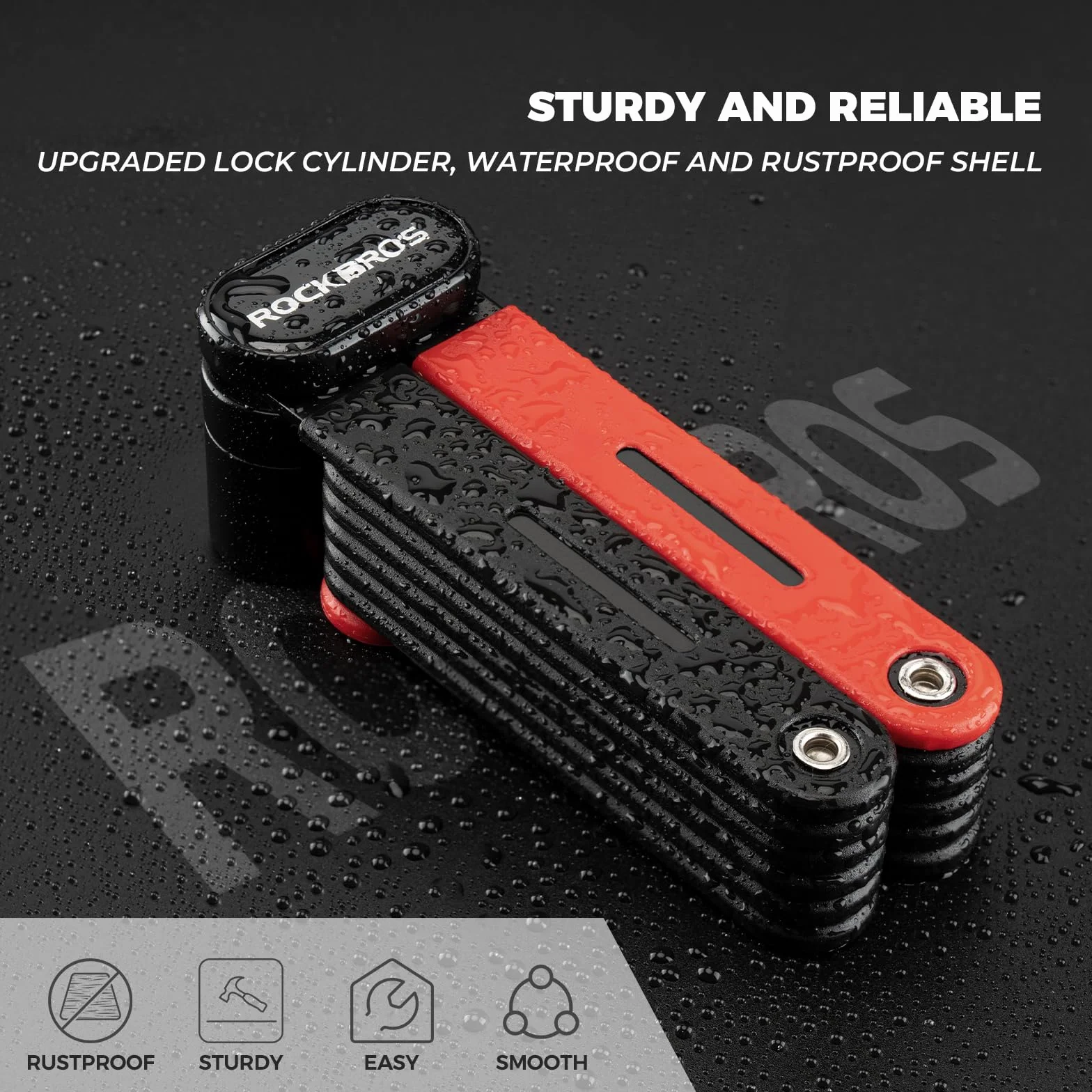 ROCKBROS składana blokada rowerowa 120 cm antykradzieżowa blokada rowerowa o wysokim poziomie bezpieczeństwa do roweru elektrycznego motocykl MTB rower szosowy czarny czerwony