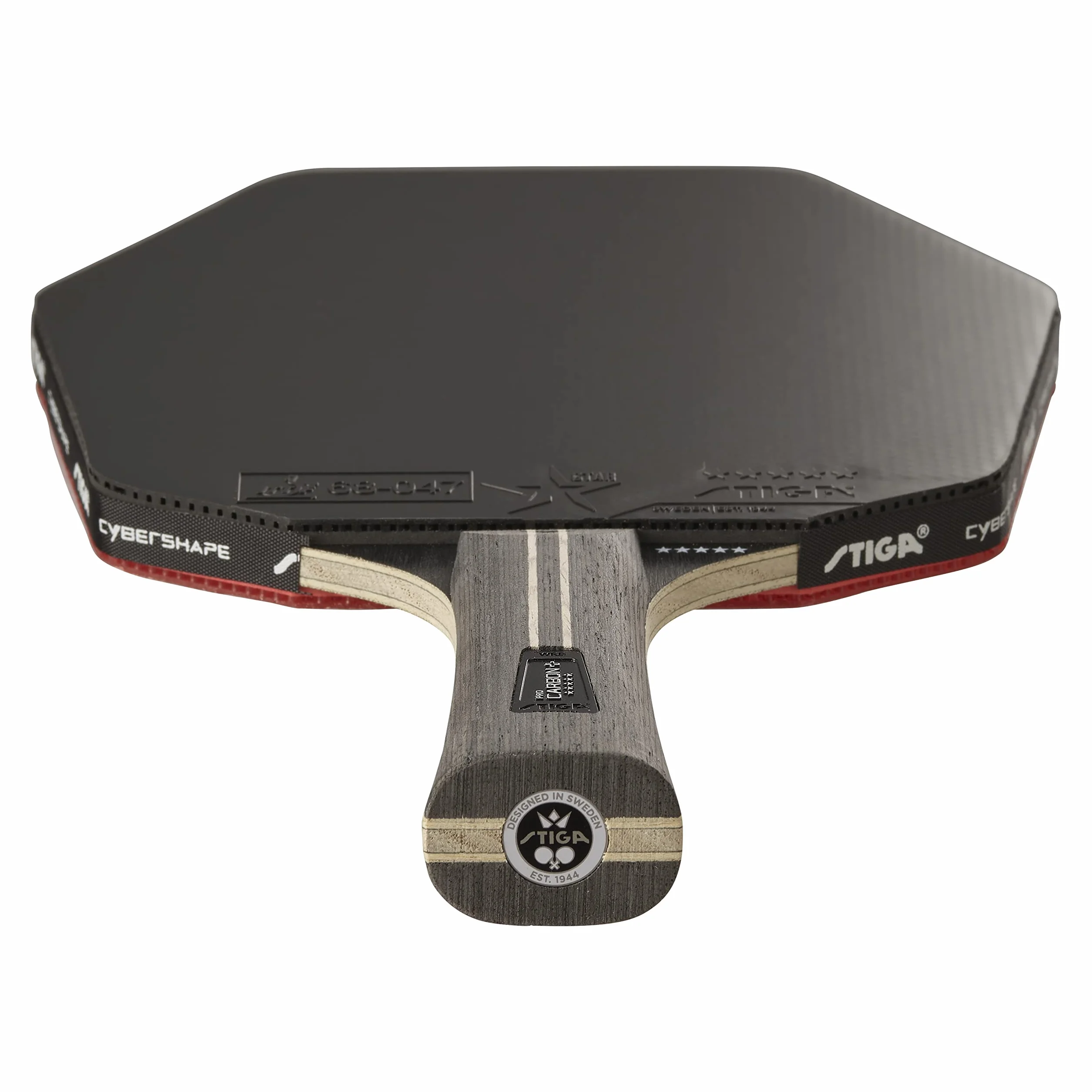 STIGA Pro Carbon+ Cybershape rakieta do tenisa stołowego, 5-gwiazdkowa profesjonalna rakieta do tenisa stołowego o sześciokątnym kształcie dla graczy ofensywnych
