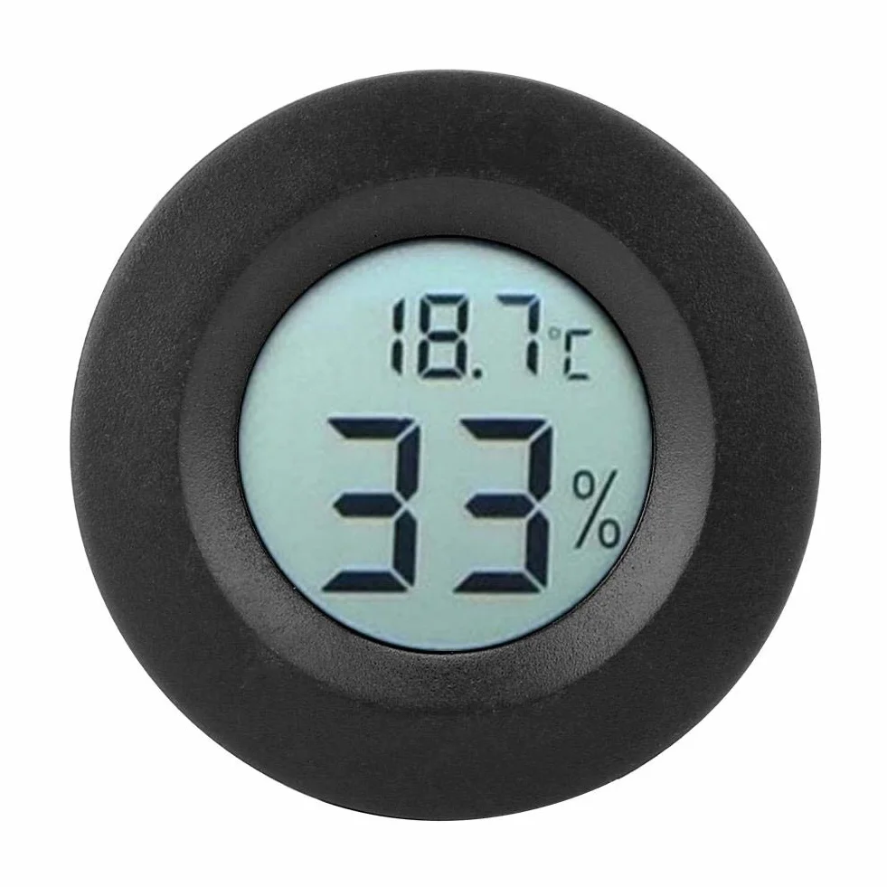 Wbudowany Termometr Pokojowy LCD z Okrągłym Wyświetlaczem, Mini Termometr Wilgotności do Domowego Pokoju Dziecięcego (Czarny)