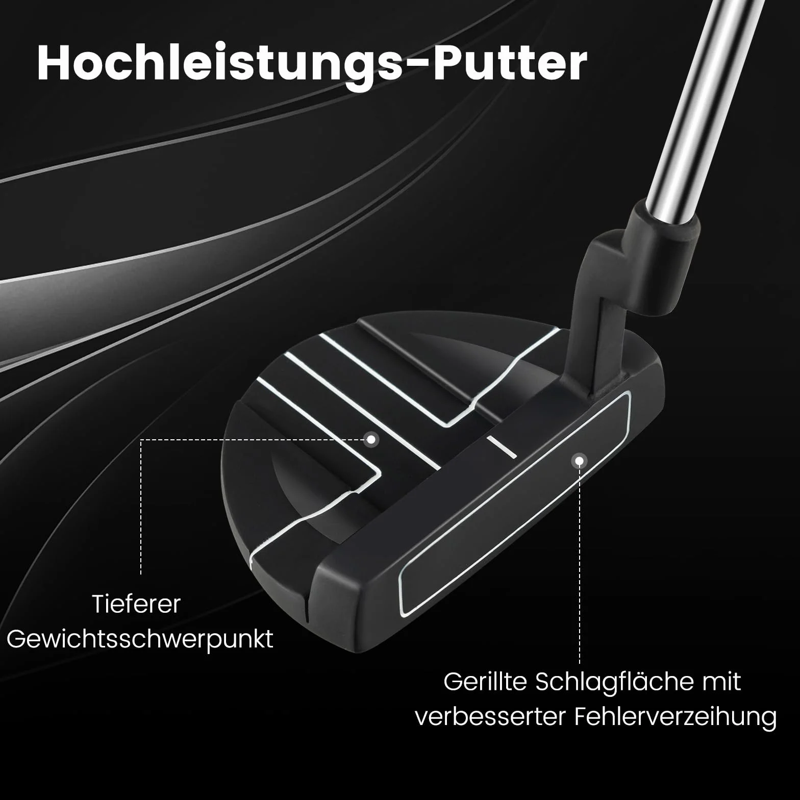 COSTWAY Putter Golf Putter, 89 cm Mallet Putter ze stali nierdzewnej z głowicą ze stali nierdzewnej i antypoślizgowym uchwytem, kij golfowy dla praworęcznych kobiet i mężczyzn