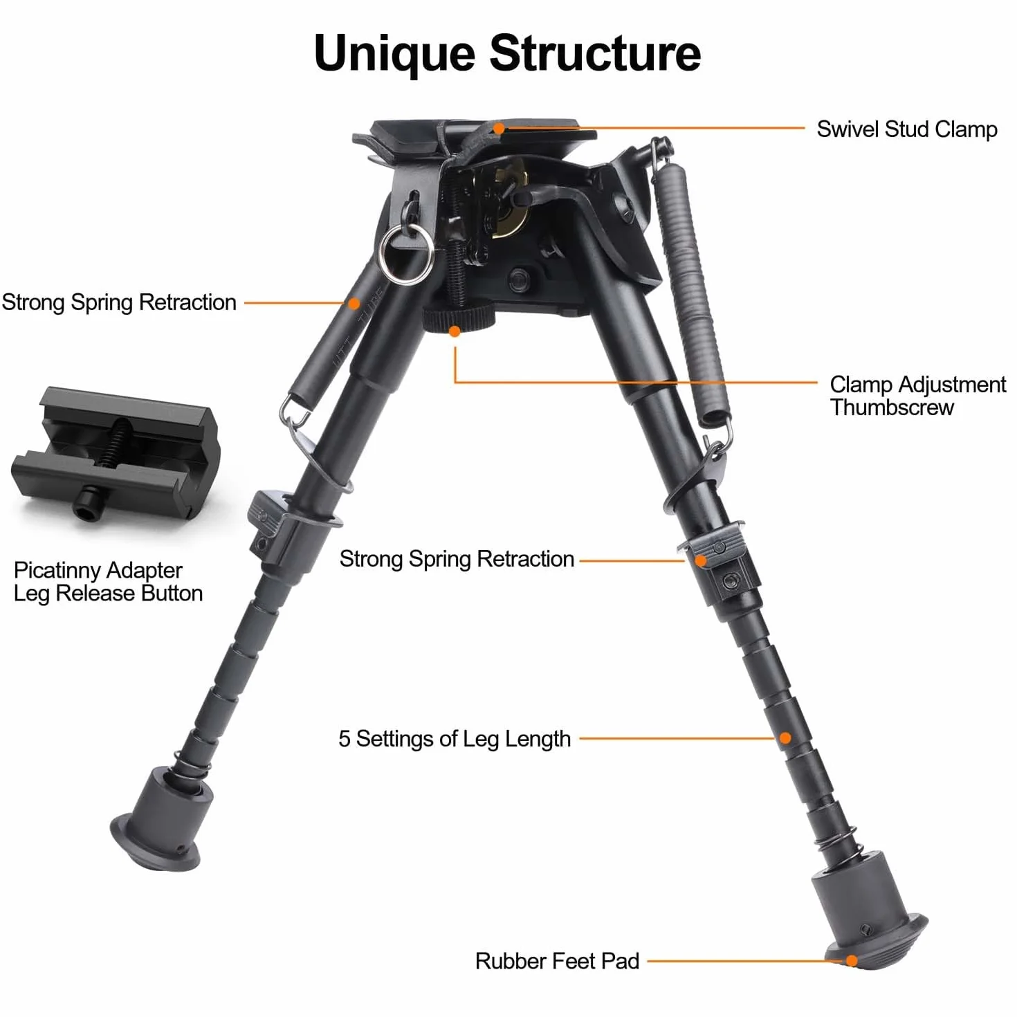 Feyachi Bipod karabinowy regulowany 6-9 cali Picatinny Weaver