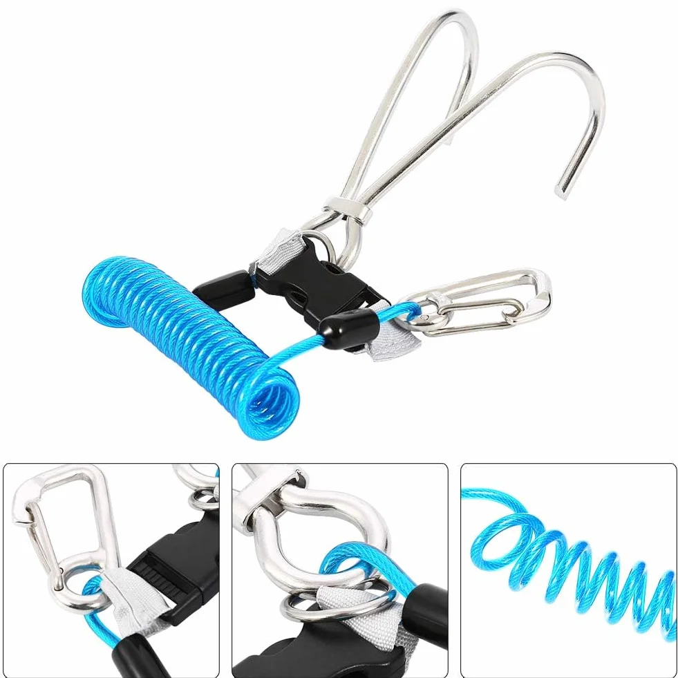 Cocoarm Hak na rafę do nurkowania, stal nierdzewna, podwójny Scuba Drift Hook z pierścieniem D