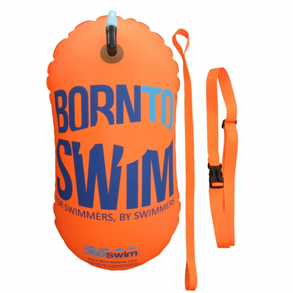BornToSwim Jasna boja bezpieczeństwa dla pływaków, pomarańczowa, 28 x 49 cm