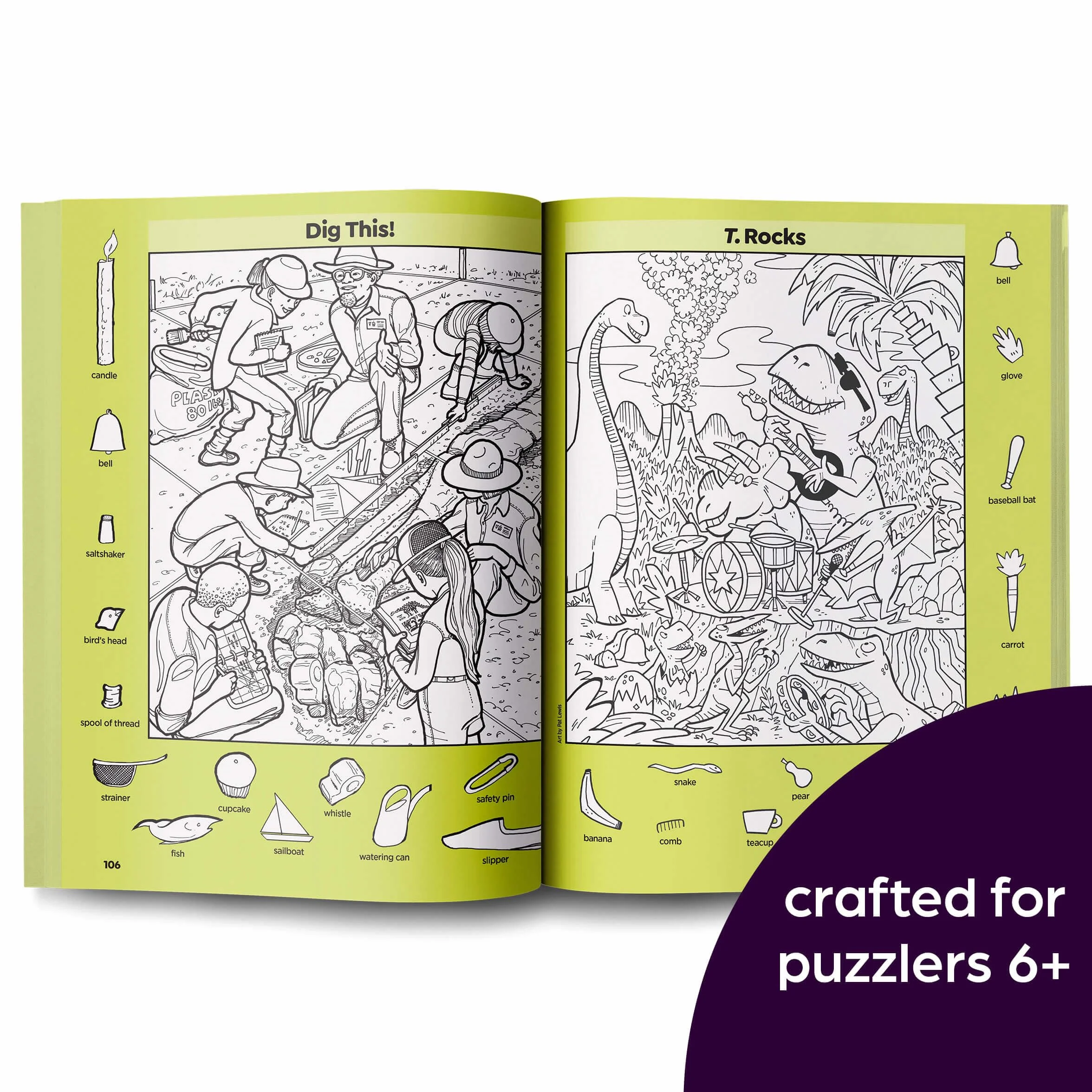 Dinosaur Puzzles: Roaring Fun Hidden Pictures Puzzles with T-Rex, Fossils and More for Kids Ages 6-12, Over 1,900 Hidden Objects for the Ultimate Dino-Themed Activity Book