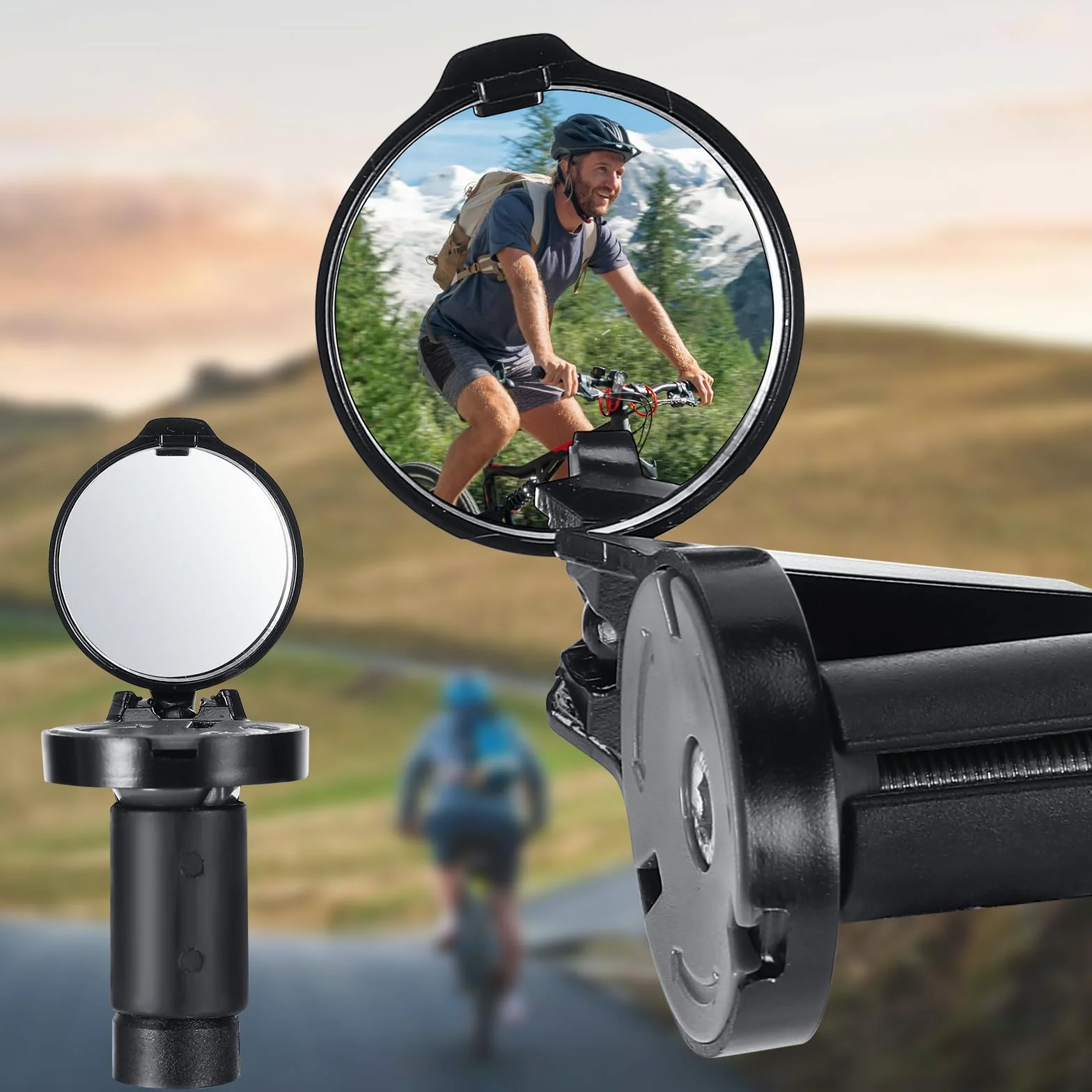 Lusterko rowerowe, 2 sztuki, HD 360°, regulowane lusterko wsteczne do roweru, składane, 16-22 mm, szerokokątne lusterko rowerowe do kierownicy, do rowerów górskich, wyścigowych, 2 szt
