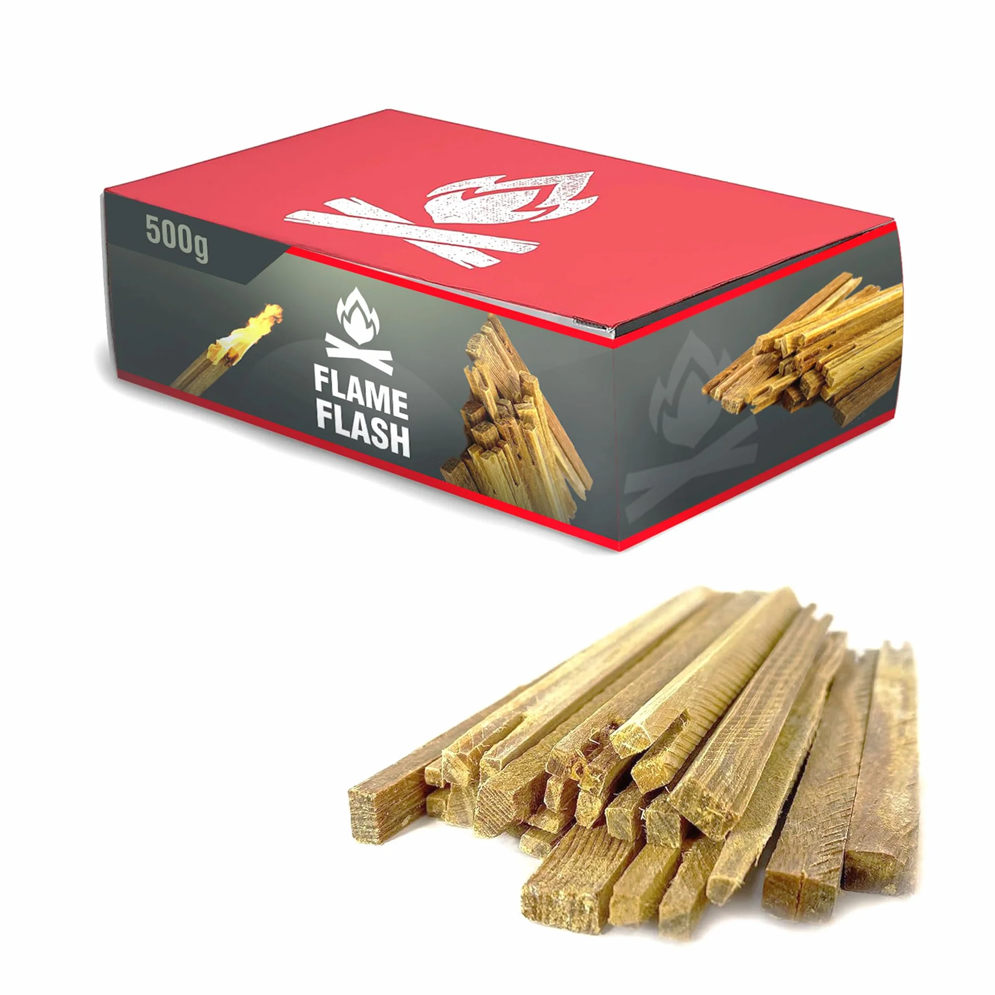 SWISSINNO Naturalne podpałki Flame Flash | Ekologiczne rozpałki do kominków, grilli i ognisk | 500 g