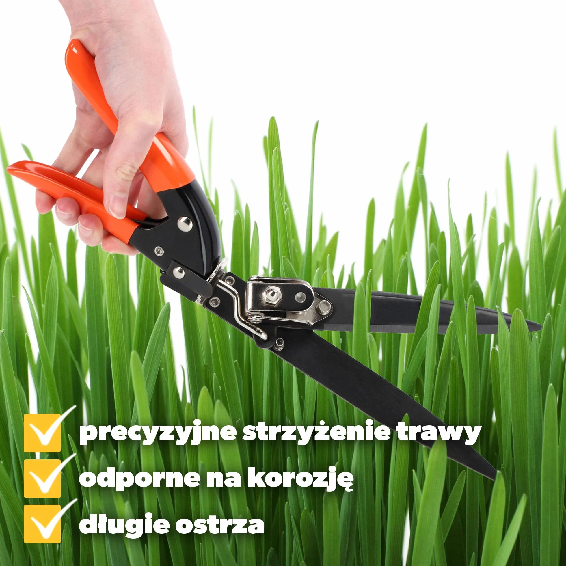 KADAX Nożyce do trawy i obrzeży, stalowe ostrza z powłoką nieprzywierającą, obrotowa głowica, długość 33 cm, do precyzyjnego przycinania krawędzi i trudno dostępnych miejsc