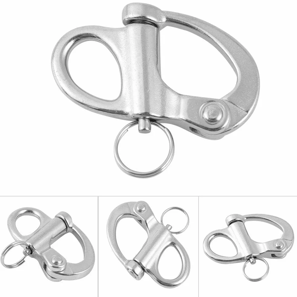 Alomejor Snap Shackle ze stali nierdzewnej szybkie uwalnianie jachtu 12x52 mm