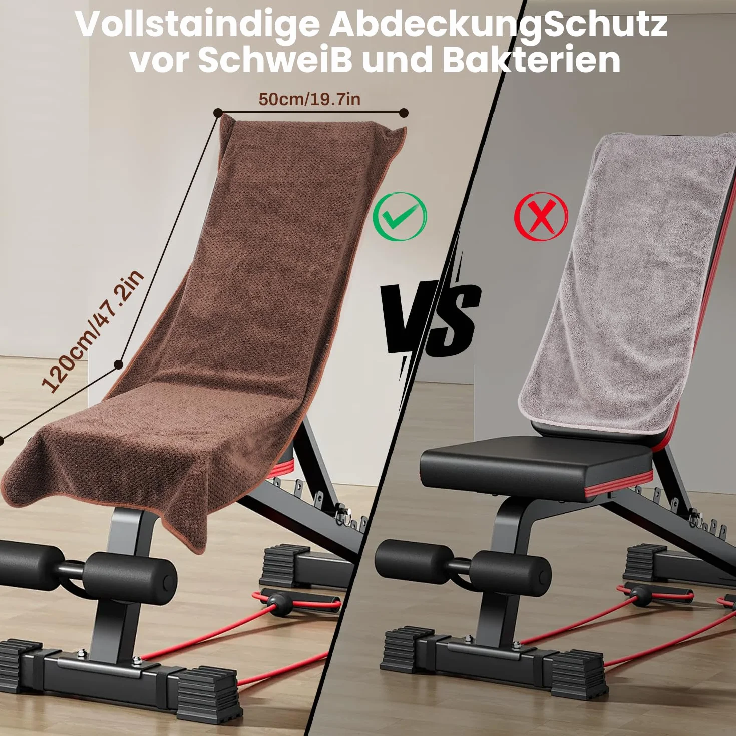Ręcznik fitness z mikrofibry 120x50 cm z kieszenią na zamek błyskawiczny szybkoschnący sportowy