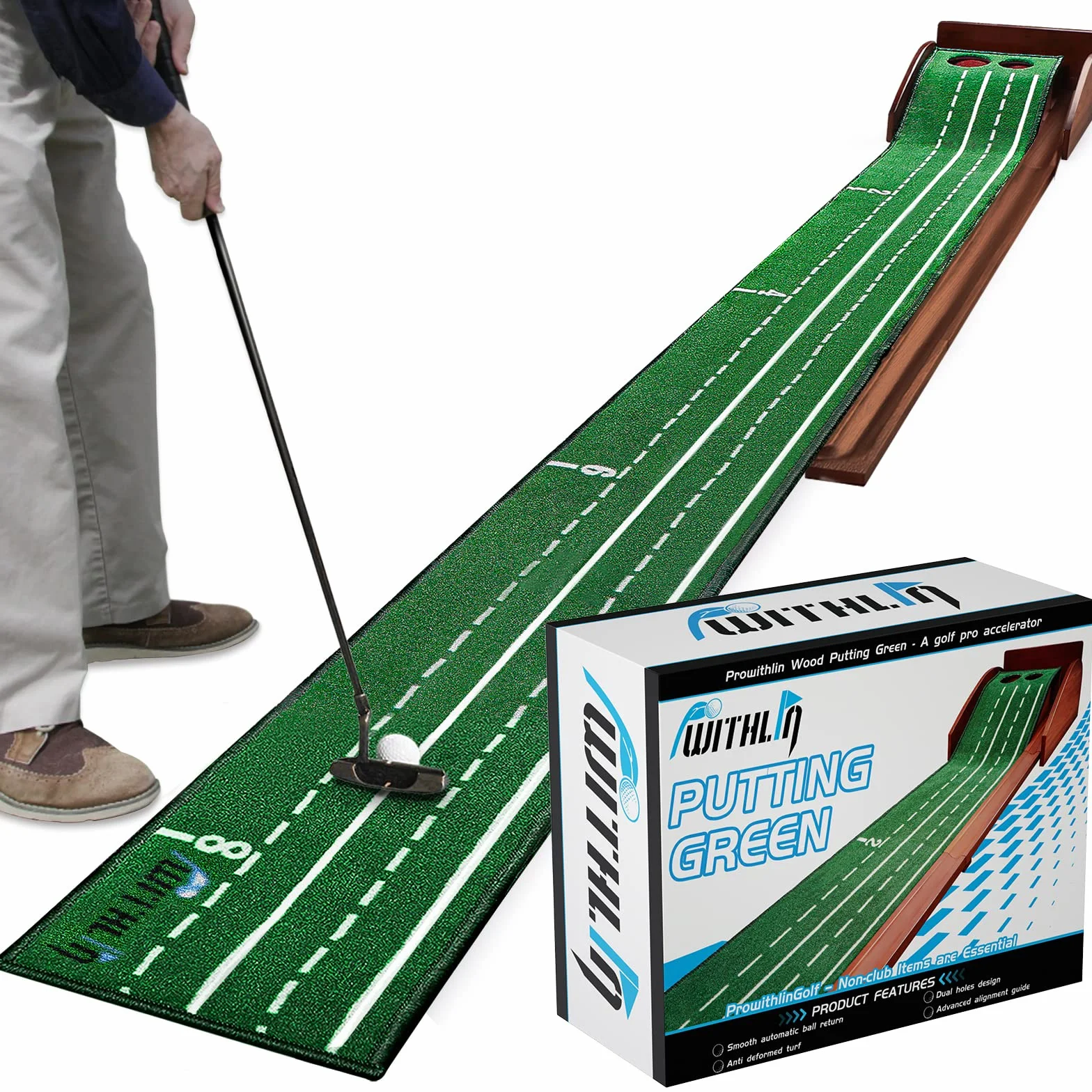 Mata golfowa z piłką zwrotną, pomoc treningowa do mini golfa, akcesoria golfowe