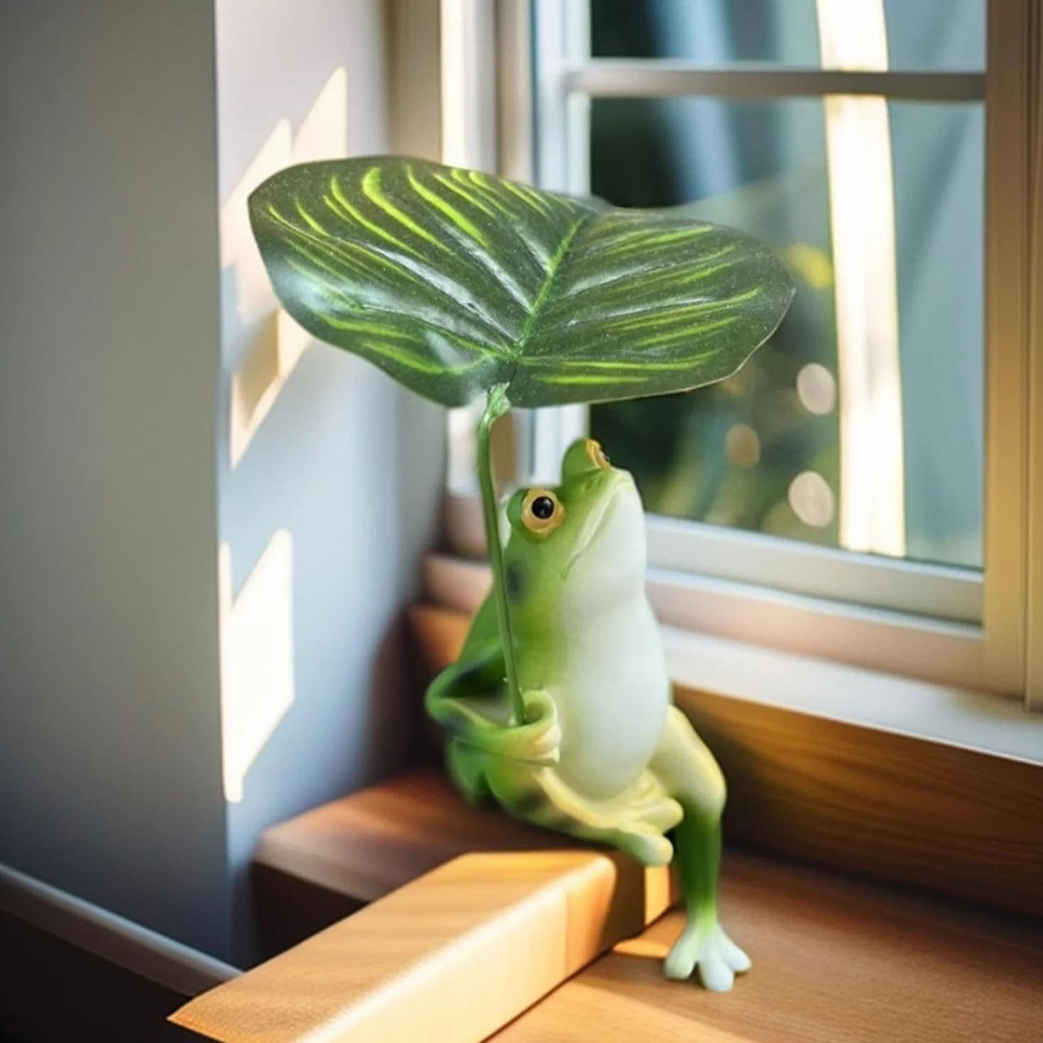 Murise Dekoracyjne figurki żaby, żaba do mini staw, statuetka żaby z żywicy do ogródka, tarasowego stawu, wanien cynkowych, fontanny solarnej, ogrodu, na balkon
