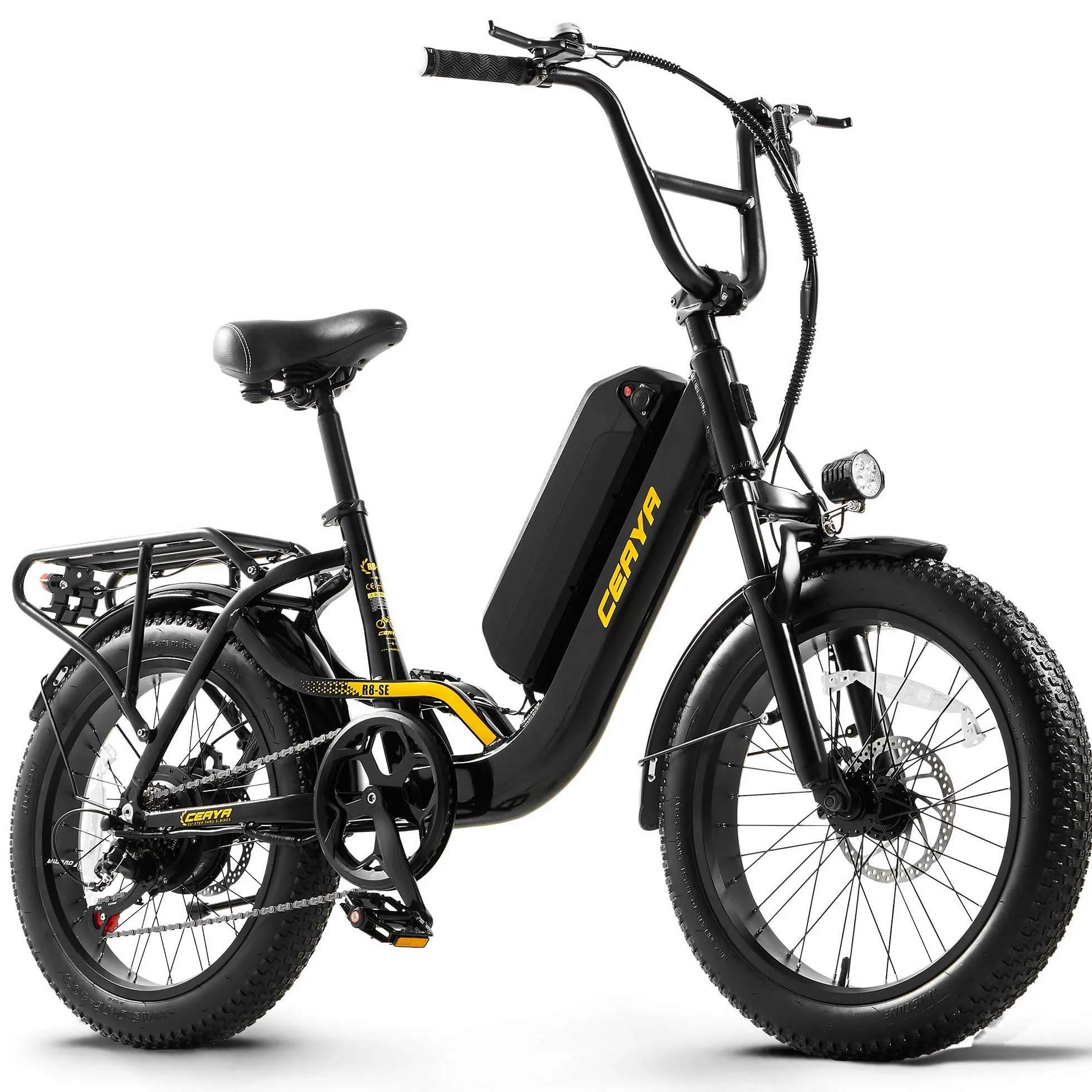 Rower Elektryczny 20 Cali Aluminium Ebike MężCzyźNi Kobiety Elektryczne Rowery Miejskie Fat E Bike Z Akumulatorem 15 Ah, 3,0Cali Calowe Grube Opony, Zawieszenie Widelca, światła Led, 7 Biegów