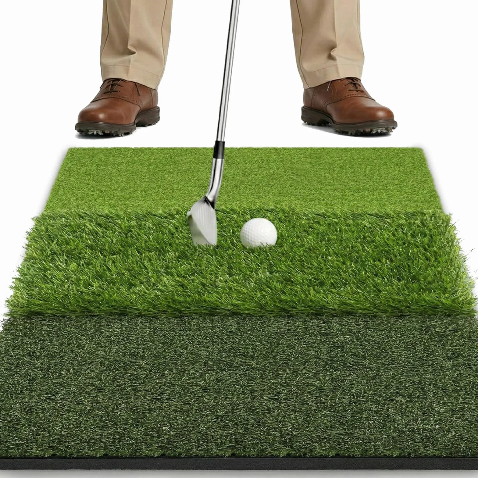 SAPLIZE Duża składana mata do gry w golfa, ciasna linia, surowa i fairway do jazdy samochodem, chippingu i treningu puttingu, przenośna mata do ćwiczeń golfowych