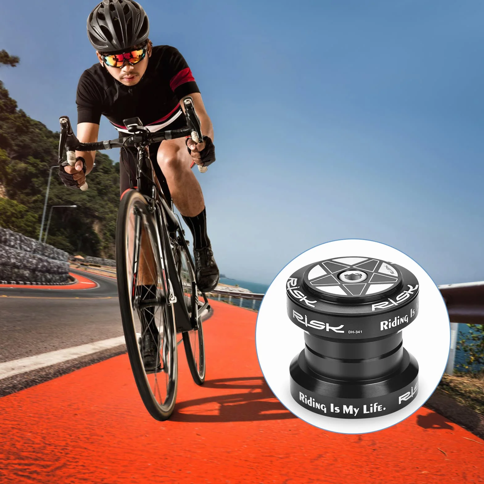 Yosoo Health Gear Zestaw słuchawkowy rowerowy ze stopu aluminium 28,6 mm