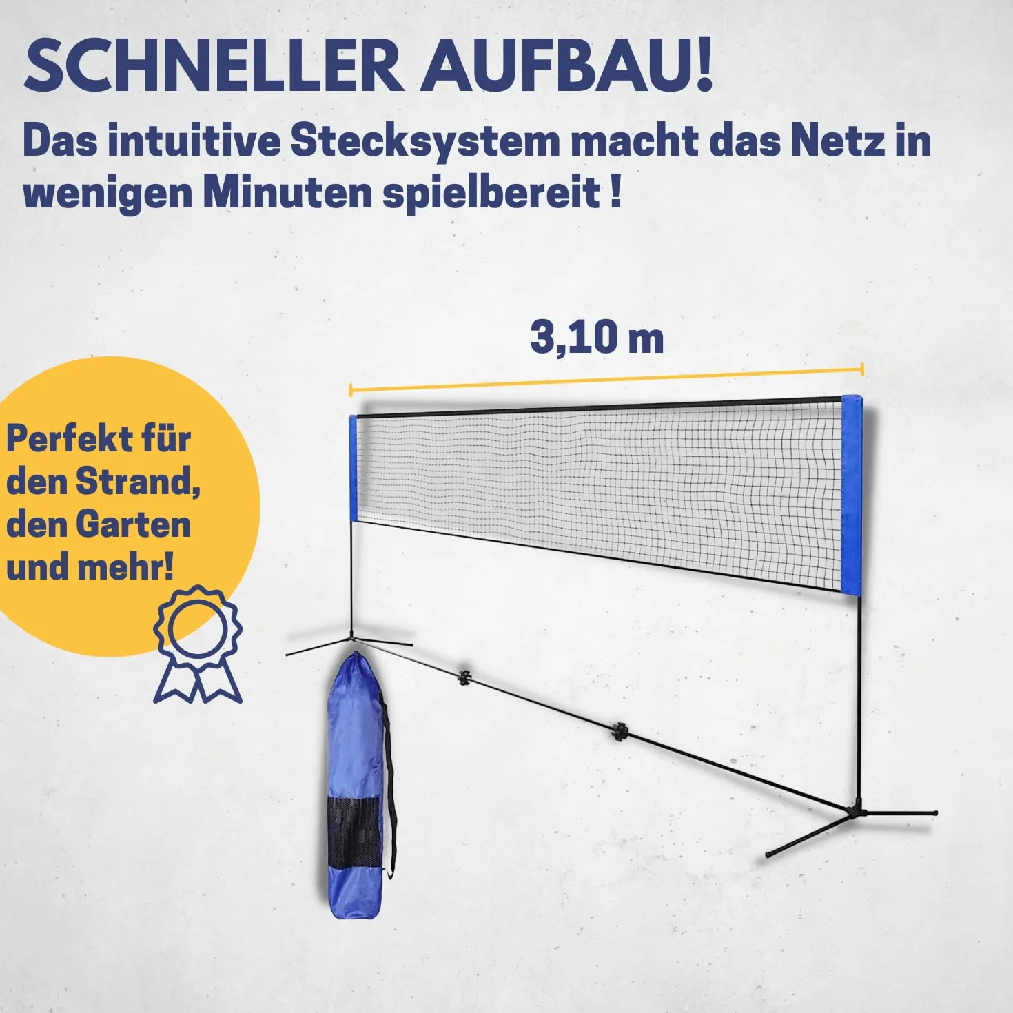 Best Sporting siatka do siatkówki 4 w 1 310 cm, regulacja wysokości 90-220 cm, do badmintona, tenisa i piłki nożnej