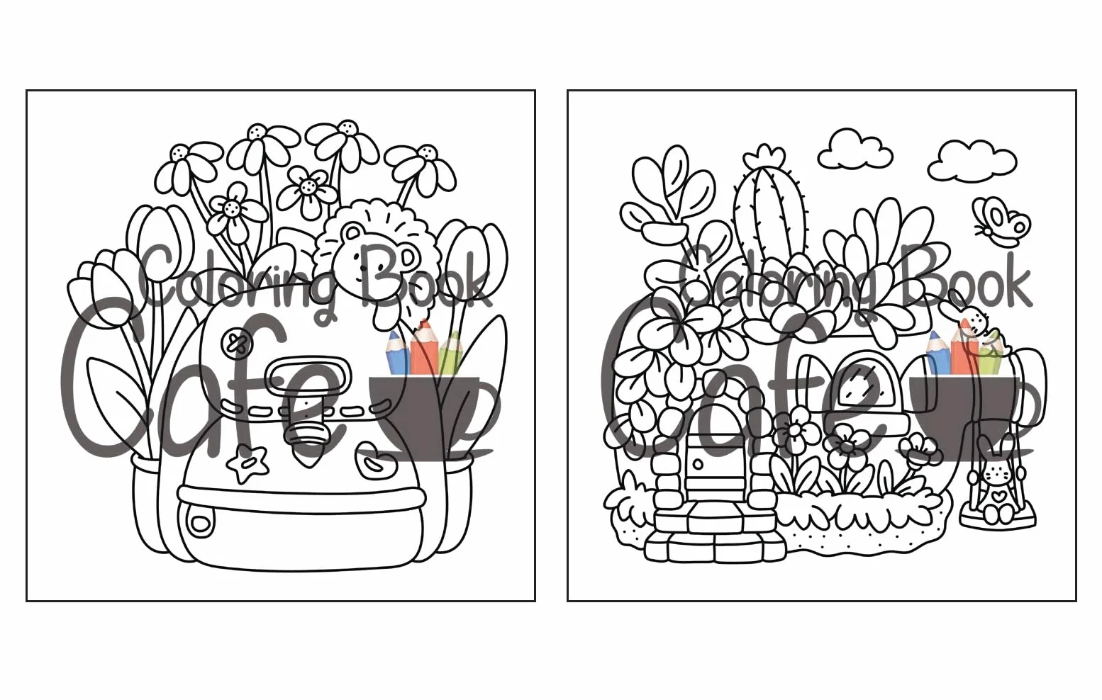 Tiny Gardens: Cute & Comfy Coloring Book for Adults and Teens Featuring Adorable Garden Scenes