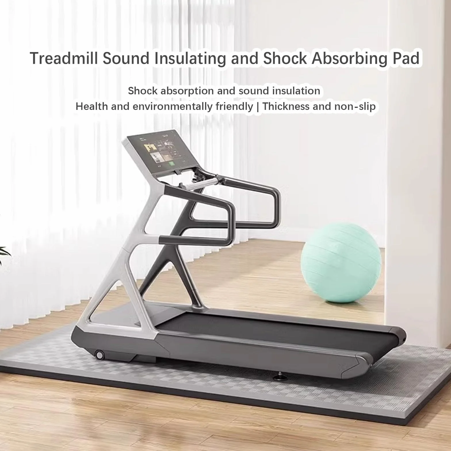 Mata pod bieżnię na wykładzinę dywanową, Mata pod rower treningowy do ćwiczeń w domu, Mata pod sprzęt do ćwiczeń, Dźwiękoszczelna, Grubość 4 cm Nadaje się do wioślarzy/bieżni(Gray)
