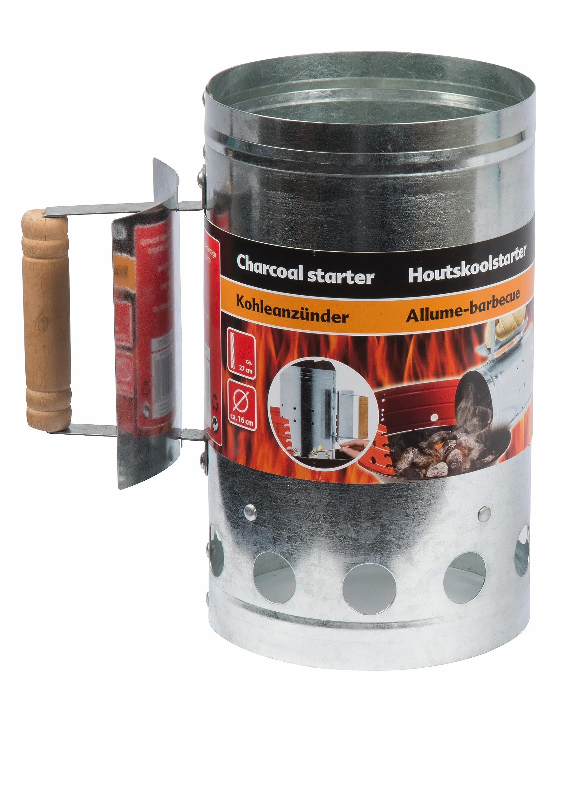 BBQ Collection - grill węgiel drzewny starter - 27 x 16 cm - drewniany uchwyt