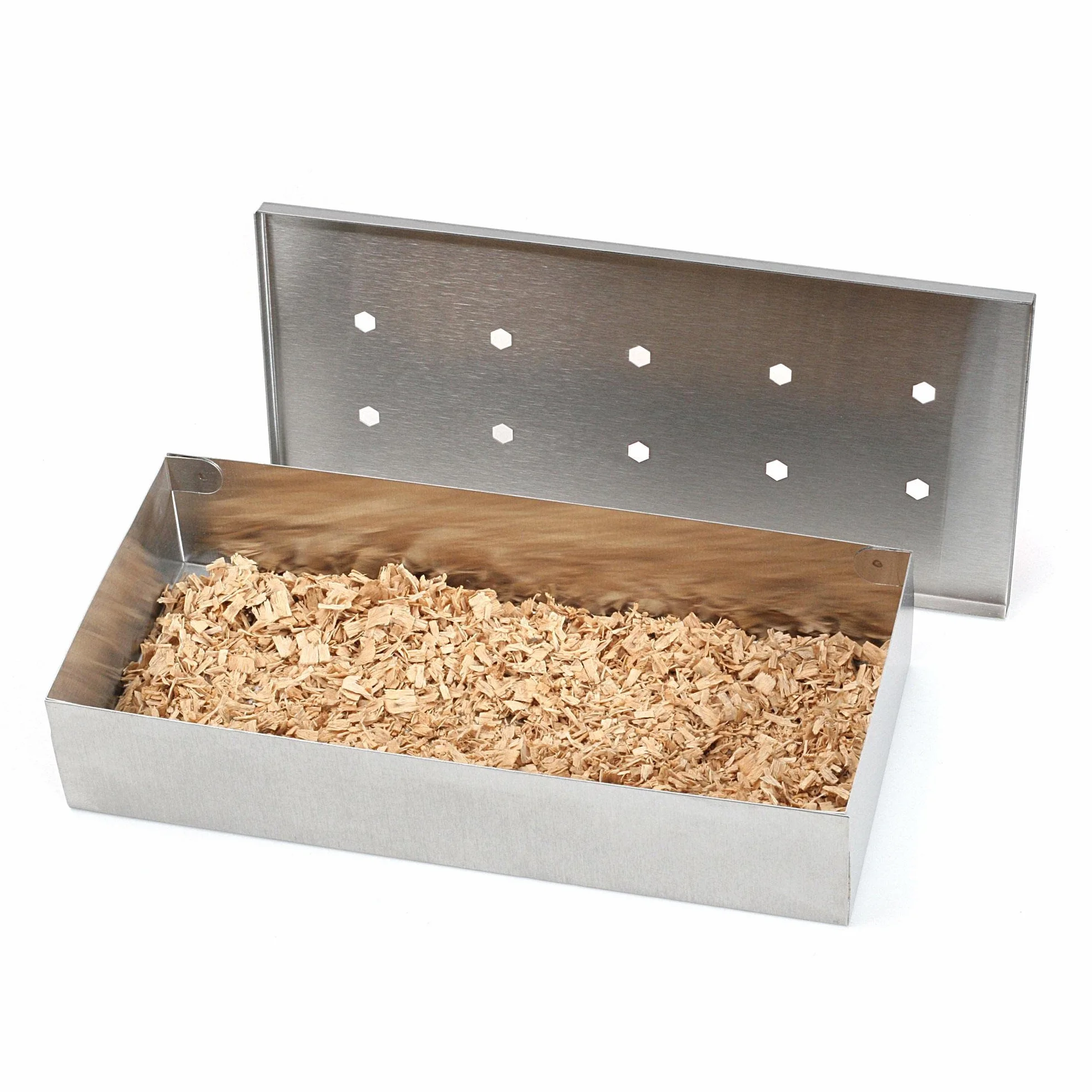 Wenco Pudełko wędzarnicze klasy premium, 20 x 9,5 x 4 cm, stal nierdzewna, odporne na wysokie temperatury, do grilla gazowego i węglowego, kolor srebrny