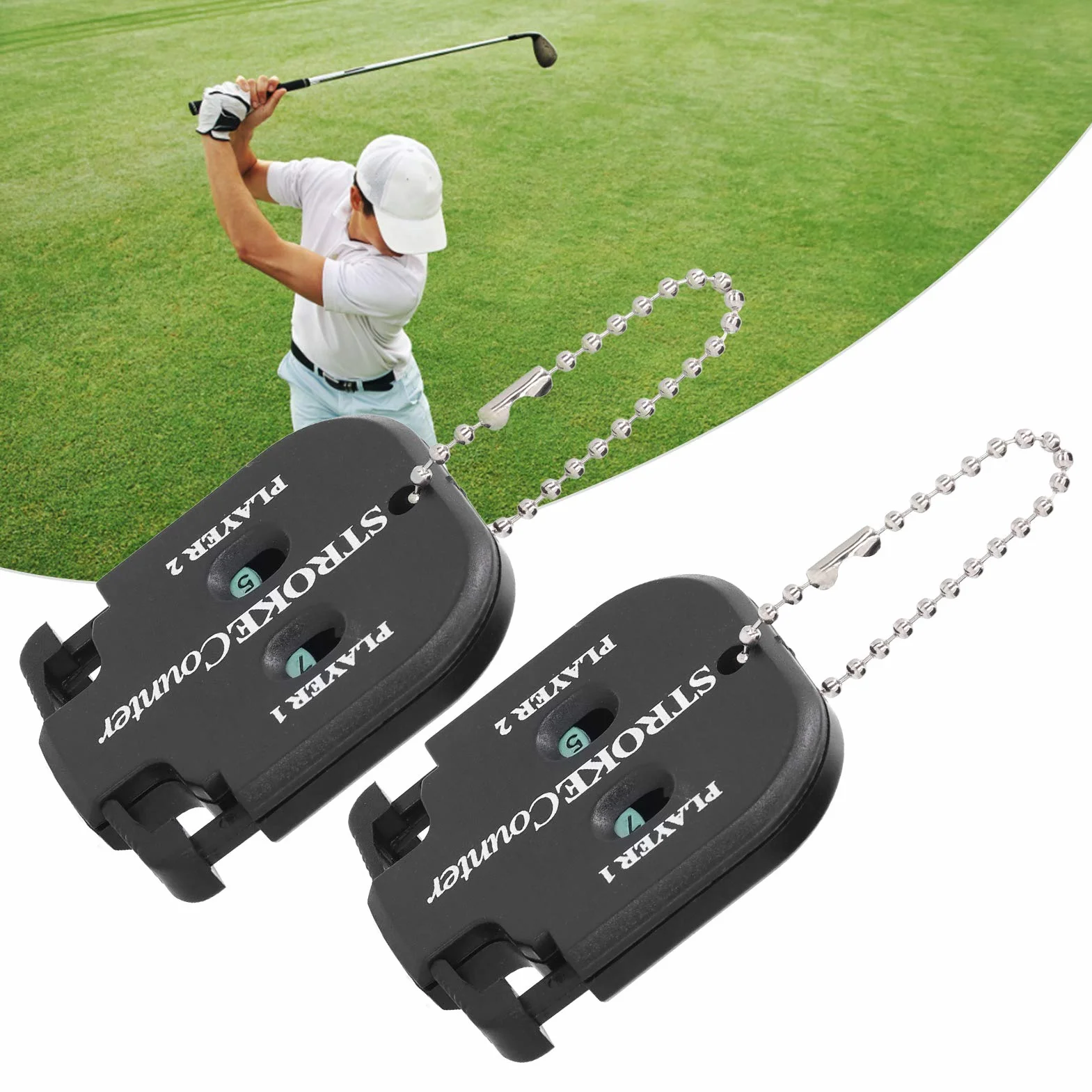 Keenso Liczniki punktów golfowych, licznik uderzeń, z breloczkiem, licznik punktów uderzeń do minigolfa, wyświetlacz dwucyfrowy, do golfa i innych gier w piłkę golf wypoczynek sport