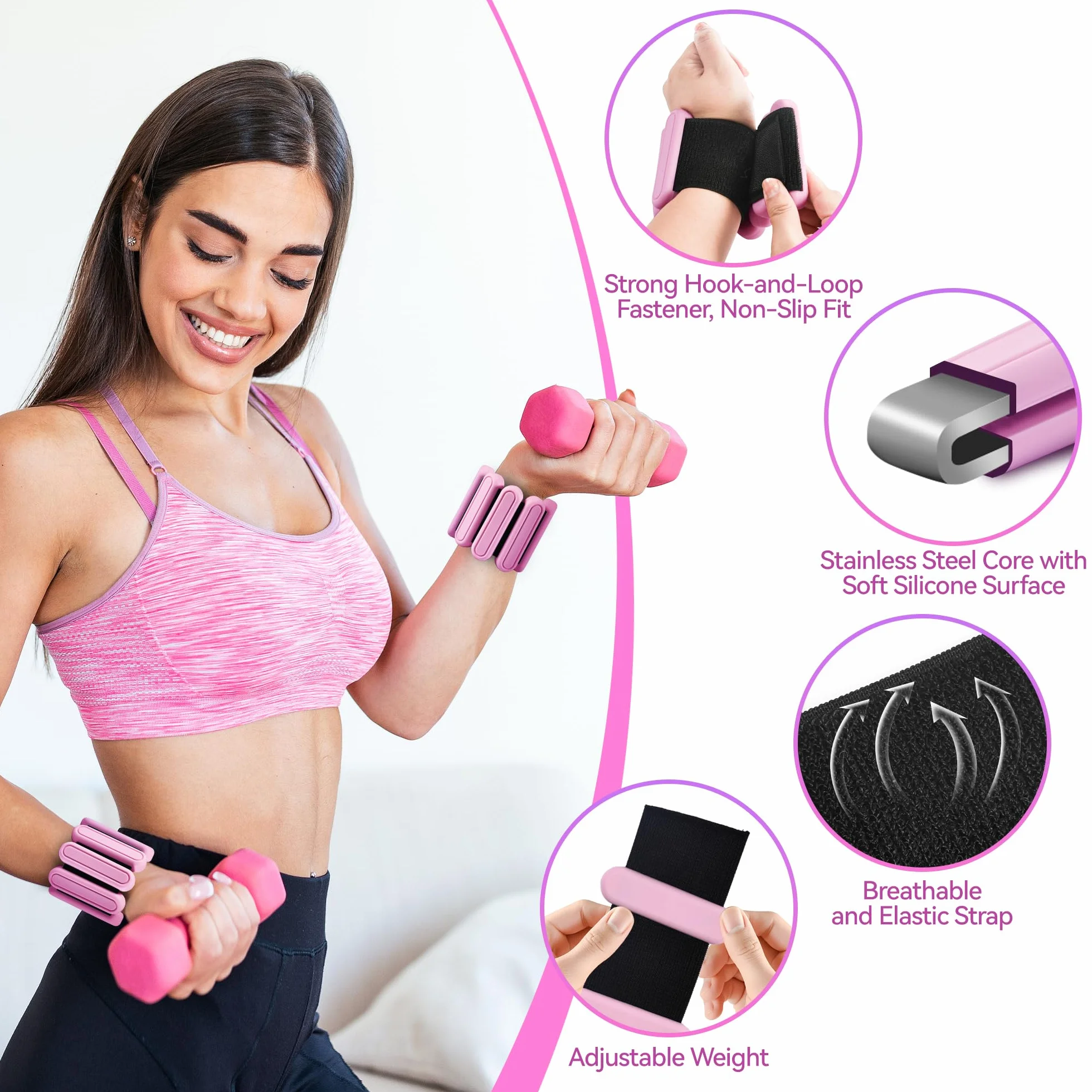 Obciążniki na Nadgarstki 2 sztuki 0,45 kg Rzep Pilates Joga Aerobik
