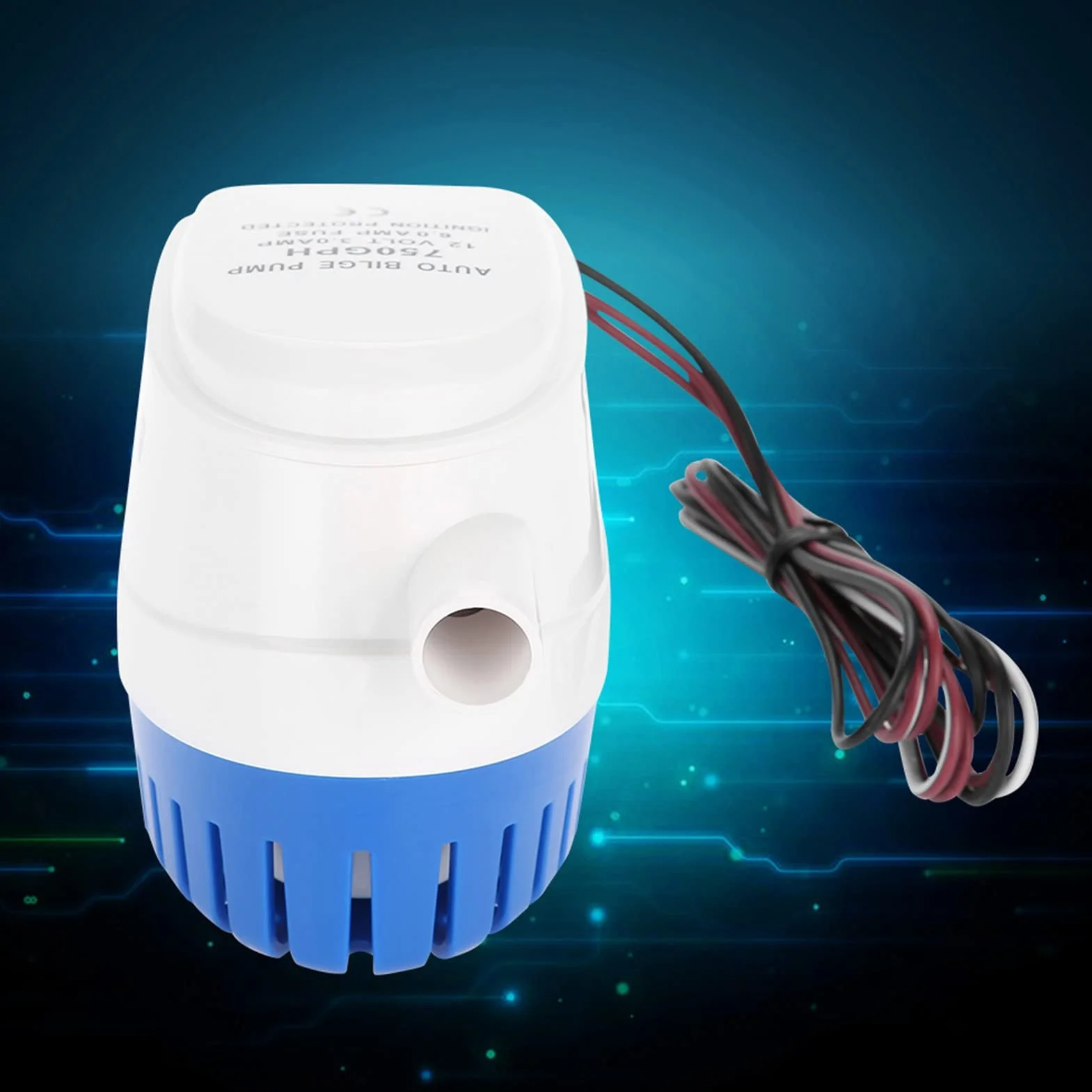 Automatyczna Pompa Zęzowa Elektryczna 12V z Wyłącznikiem Pływakowym, Filtrem Siatkowym, Szybkozłączką, Zatapialna do Łodzi