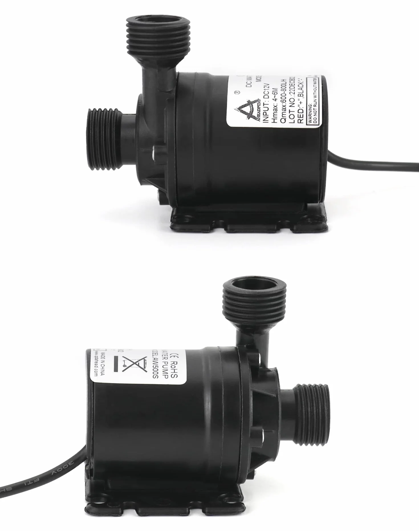 QWORK® DC 12V pompa wodna 800L/H 5M, bezszczotkowa zatapialna pompa wodna, do basenu fontannowego system obiegu słonecznego system obiegu wody
