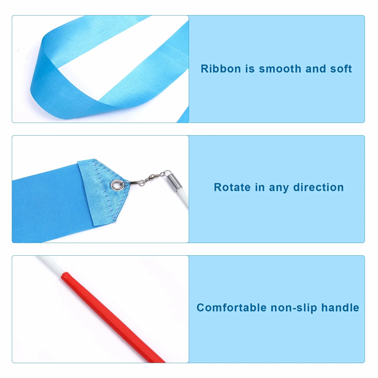 2 szt. Taneczne Wstazki Baletowe, 2m Dance Ribbons Wstazka Gimnastyczna Tecza Dance Ribbons dla Dzieci Taniec Artystyczny Trening Impreza, z Rózdzka Tancerki Wstazki
