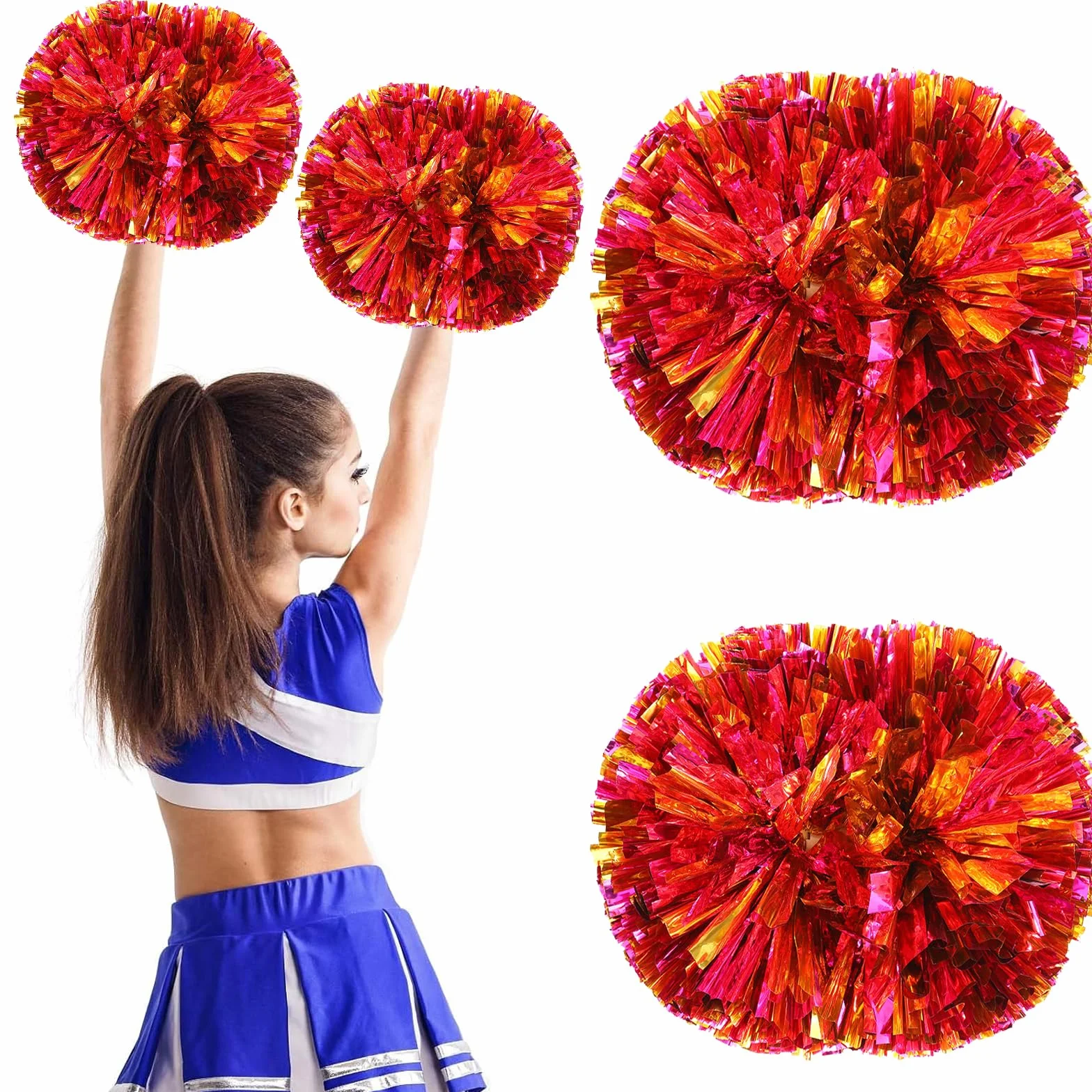 Metaliczne Pompony Cheerleaderki, Ręcznie Wykonane Kwiaty, Akcesoria Do Cheerleaderek, Do Gier Sportowych