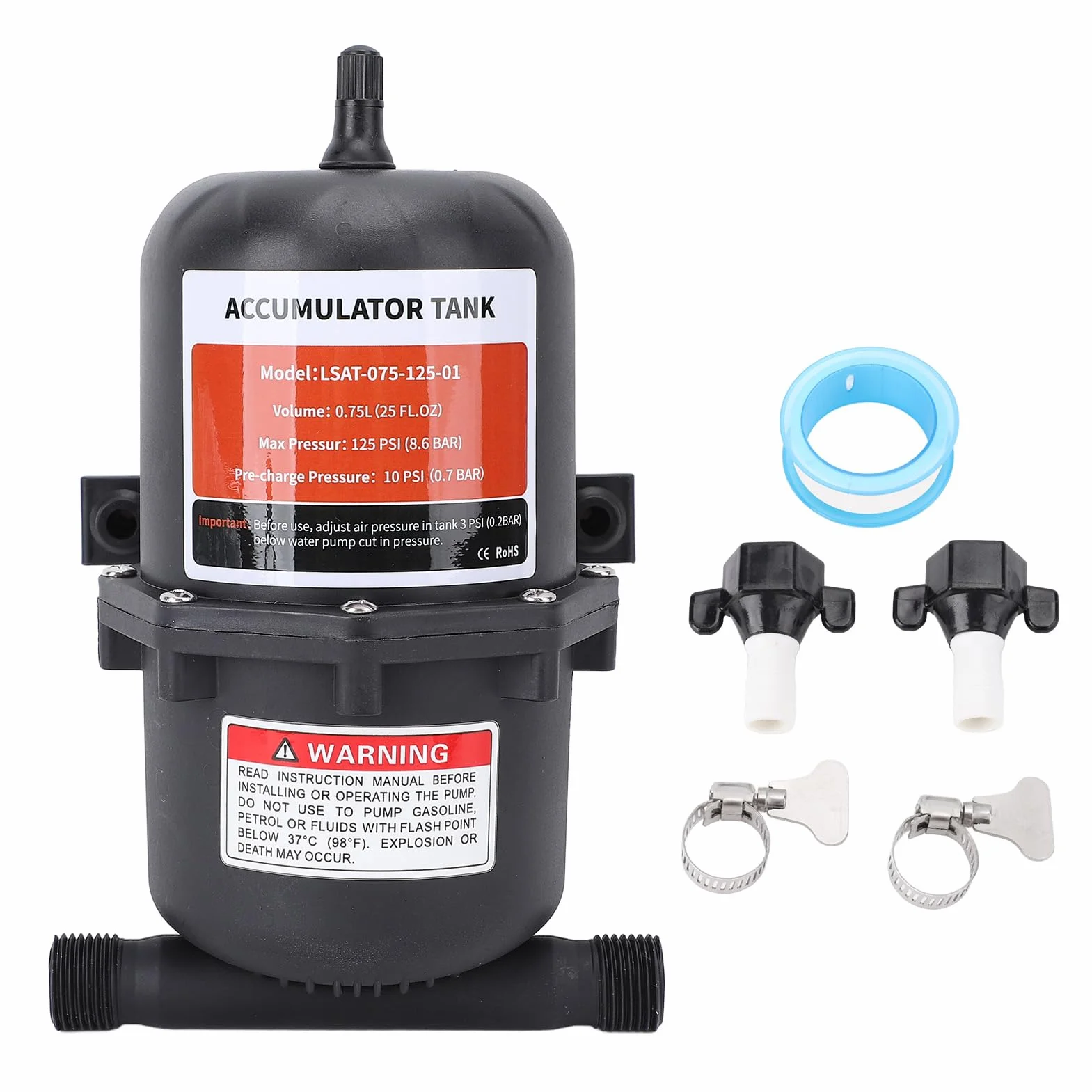 Akumulator RV Pompa Wody Zbiornik 0,75L 125 PSI Brązowy 1/2 Cala MNPT