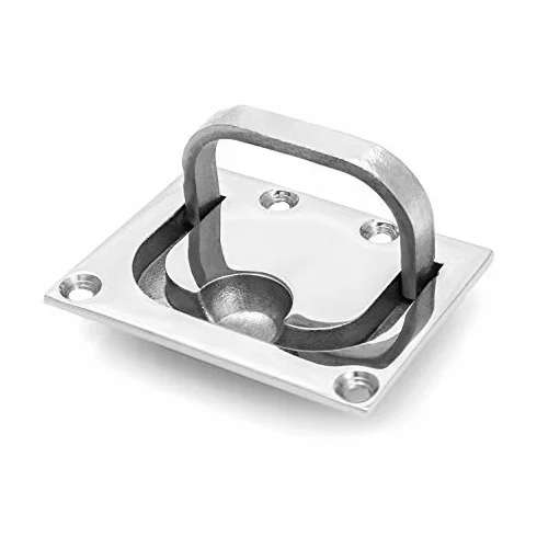 QWORK® Uchwyt wlotowy, podnośnik podłogowy, stal nierdzewna, do łodzi, okuć pokładowych, materiałów budowlanych, pogłębiony uchwyt do ciągnięcia, 76 mm x 58 mm