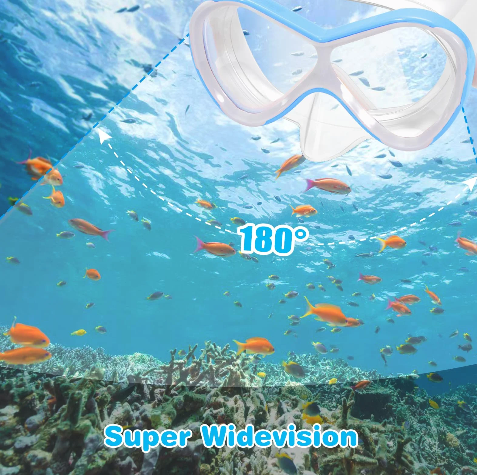 Okulary do nurkowania dla dzieci w wieku 4-16 lat, zestaw do snorkelingu dla dziewczynek i chłopców, okulary do pływania dla dzieci z osłoną nosa, panorama 180°, HD, ochrona przed