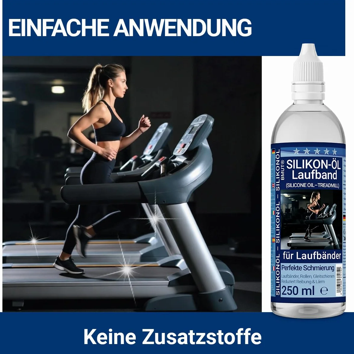 Olej silikonowy 250 ml do bieżni i sprzętu fitness z precyzyjną końcówką dozującą