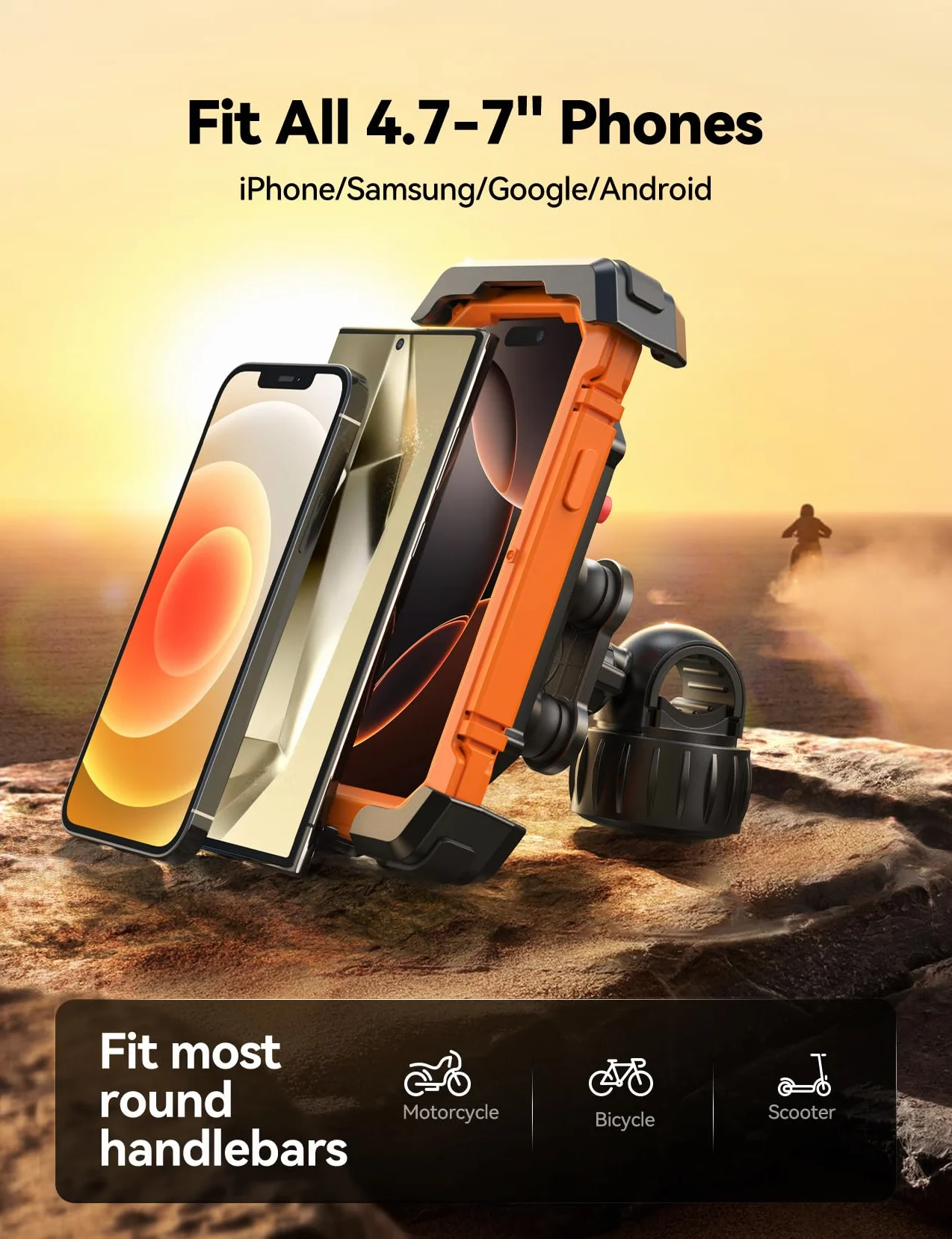 JOYROOM 2025 Uchwyt Rowerowy na Telefon【System Absorpcji Wstrząsów】Uniwersalny Uchwyt Motocyklowy na Kierownicę - Antywstrząsowy dla iPhone 16/15/14 Pro Max, Samsung S24/23 Ultra, Smartfonów 4,7"-7"