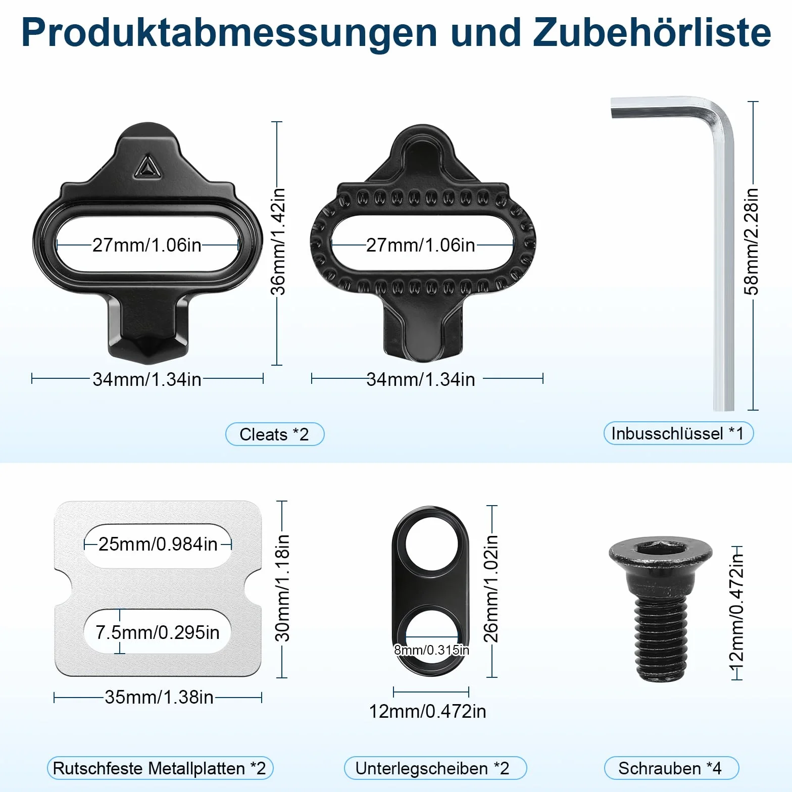 toptrek SPD Cleats kompatybilny z Shimano SPD SH51, zestaw do 2-otworowych pedałów SPD, antypoślizgowe płytki