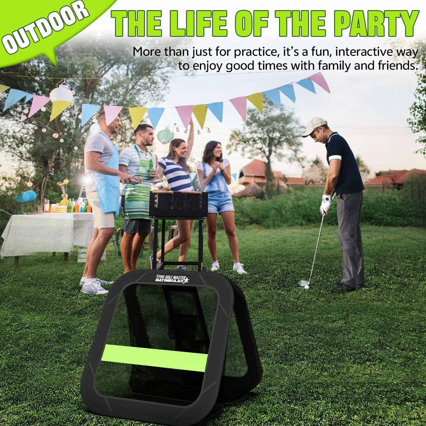 BAYINBULAK 2 w 1 Golf Chipping Practice Net Backyard Driving 2,5'×2.5' Akcesoria golfowe dla mężczyzn Prezent, 1 opakowanie