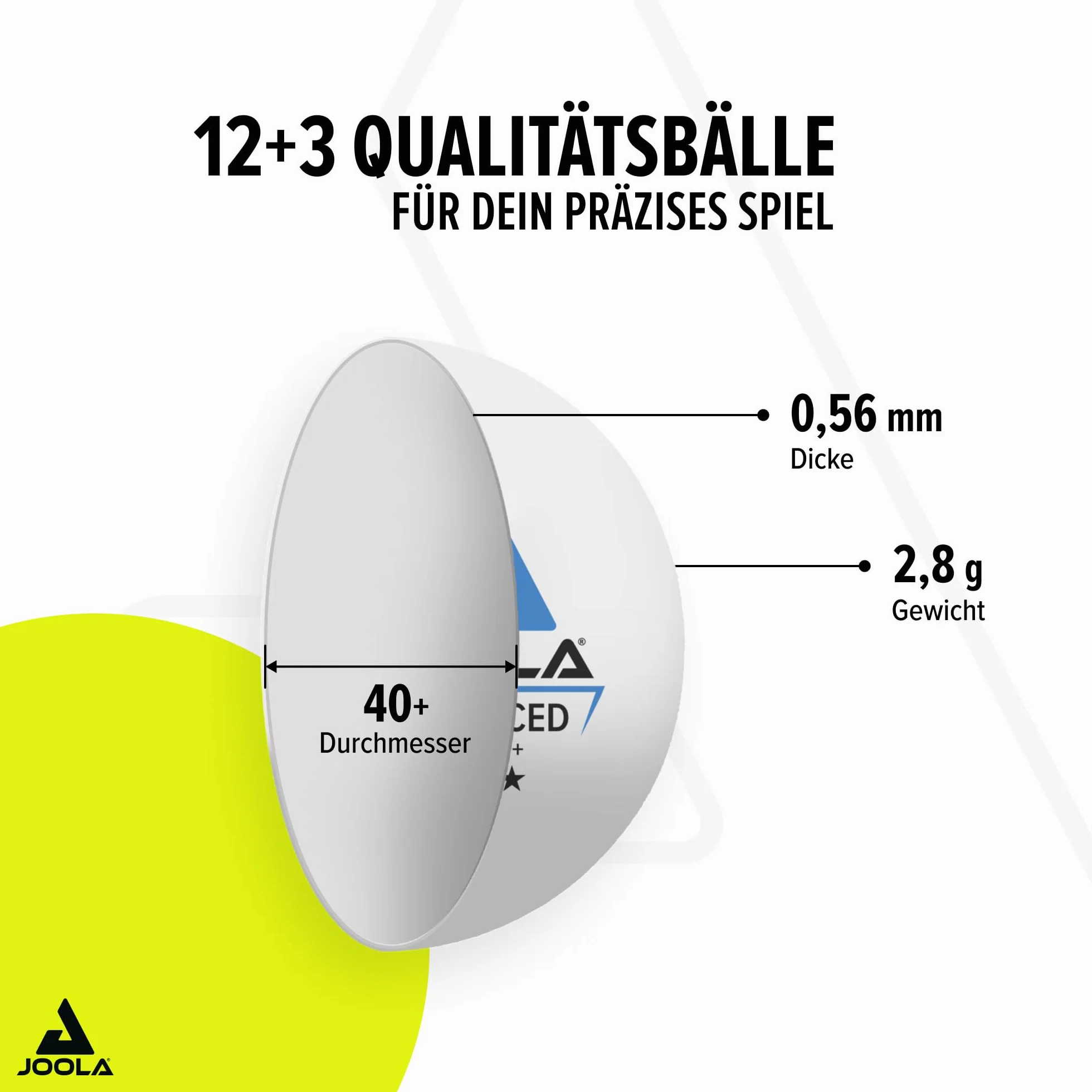 Joola Piłki do tenisa stołowego 3 gwiazdki Training Advanced 40+ mm