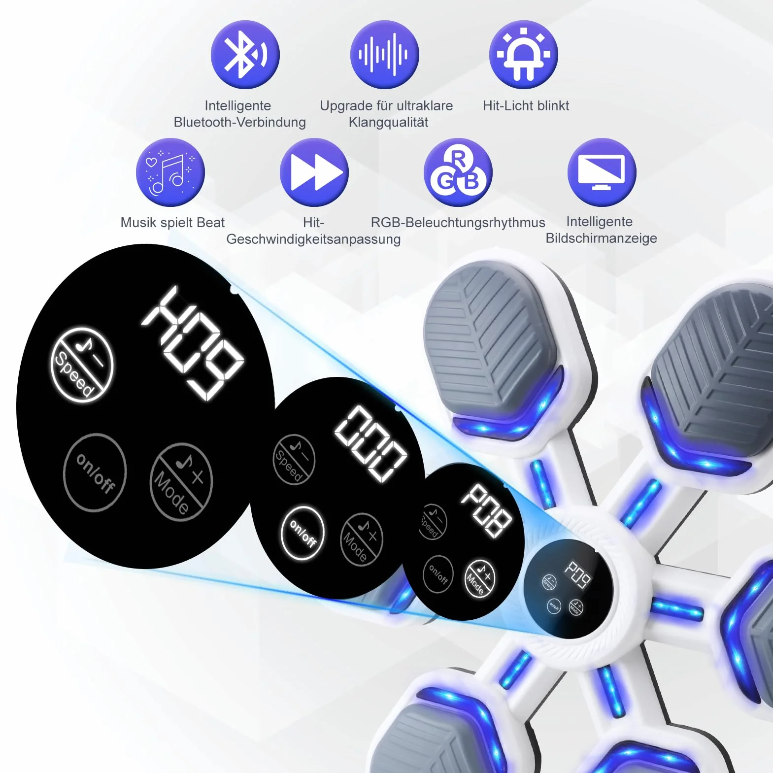 Music Boxing Machine – model ścienny z muzyką Power Boxing, maszyna bokserska Bluetooth z rękawicami bokserskimi, maszyna LED, 9 prędkości, 9 trybów, dla dzieci i dorosłych